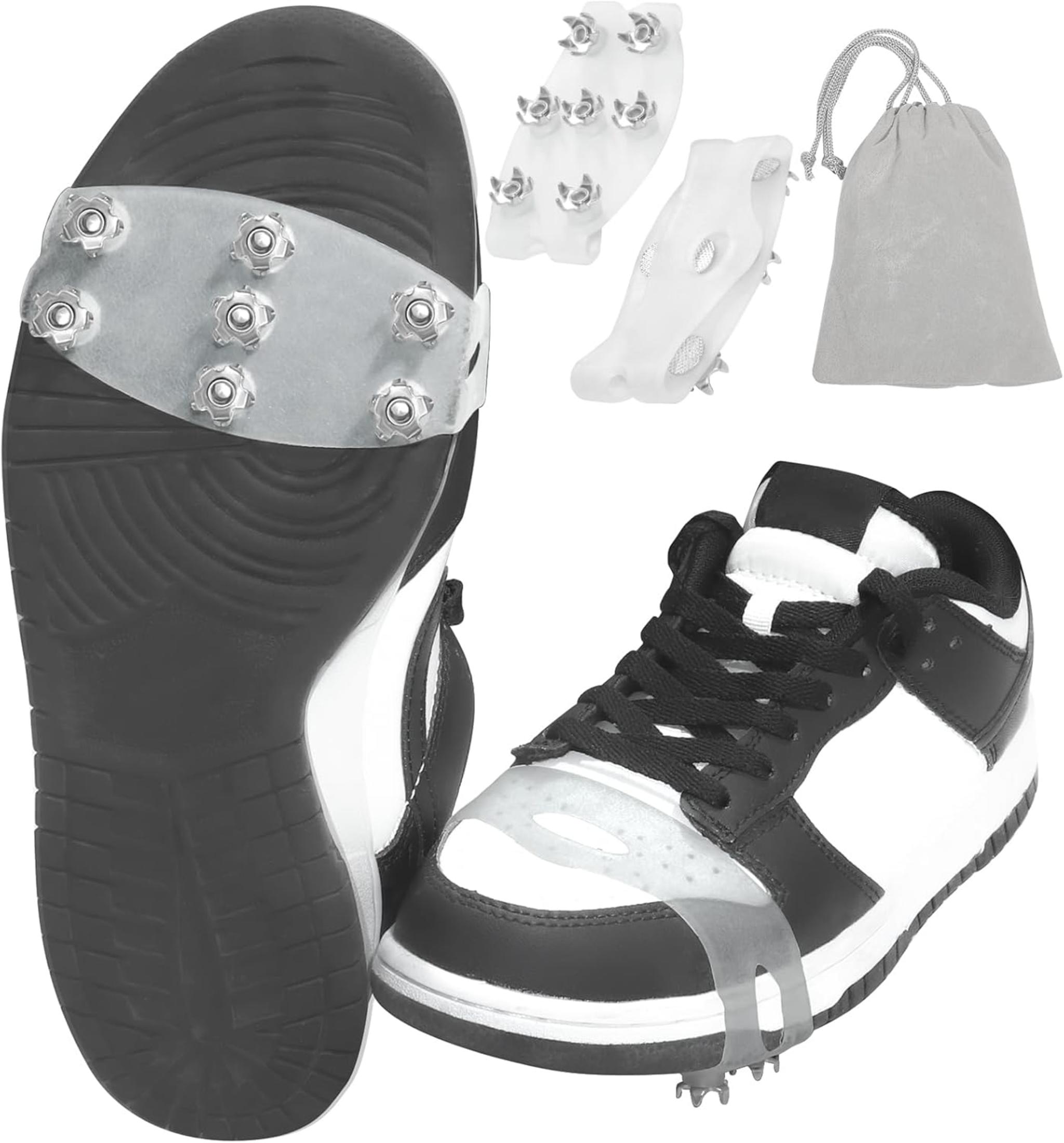 7-Steel-Spike Ice Cleats for Shoes & Boots, Anti-Slip Traction for Hiking and Snow Walking