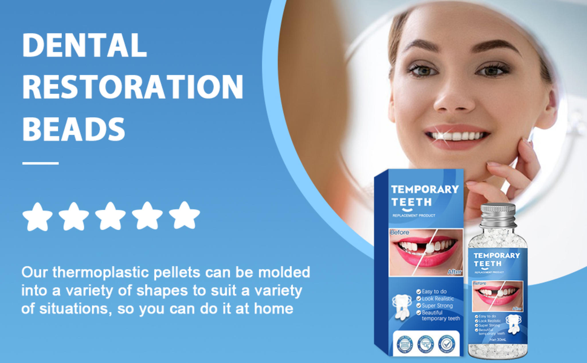 Moldable Teeth Repair Beads for Missing & Cracked Teeth image 7