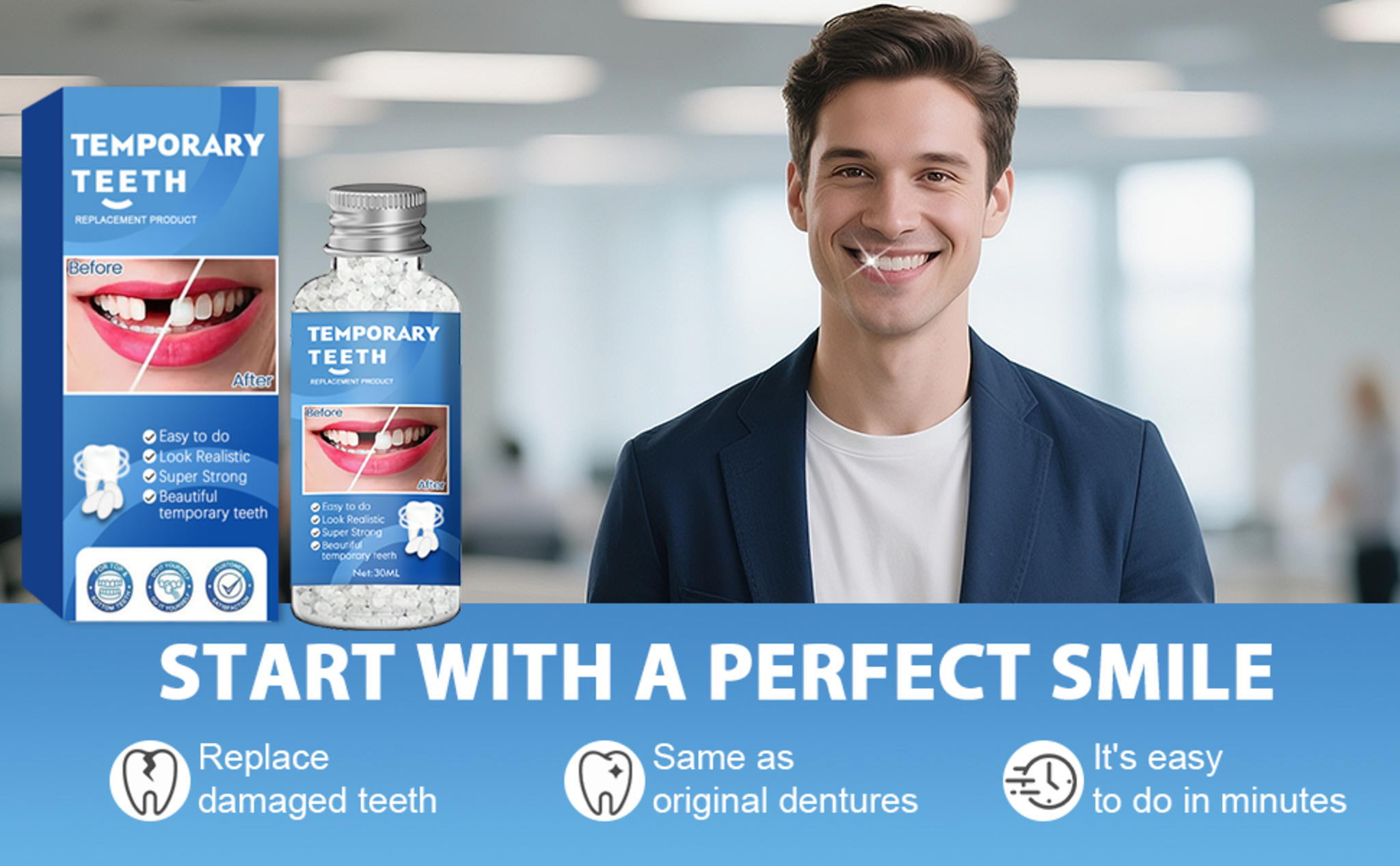 Moldable Teeth Repair Beads for Missing & Cracked Teeth image 10