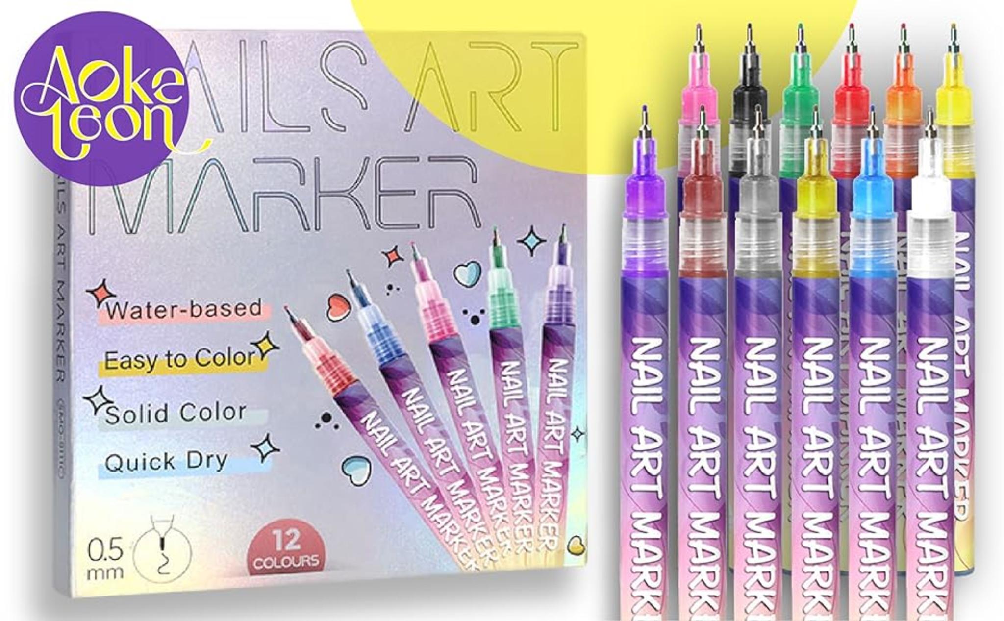 12 Colors Nail Art Pens Set with 0.5mm Fine Tip image 8
