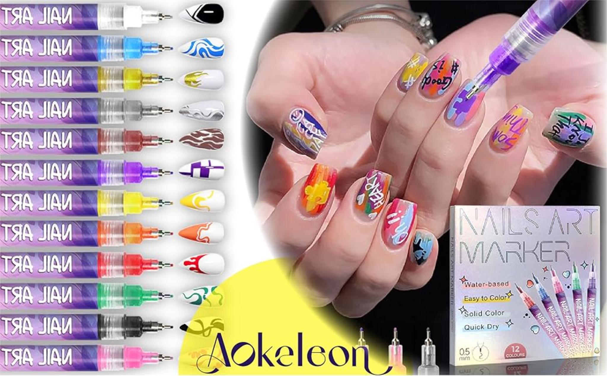 12 Colors Nail Art Pens Set with 0.5mm Fine Tip image 9