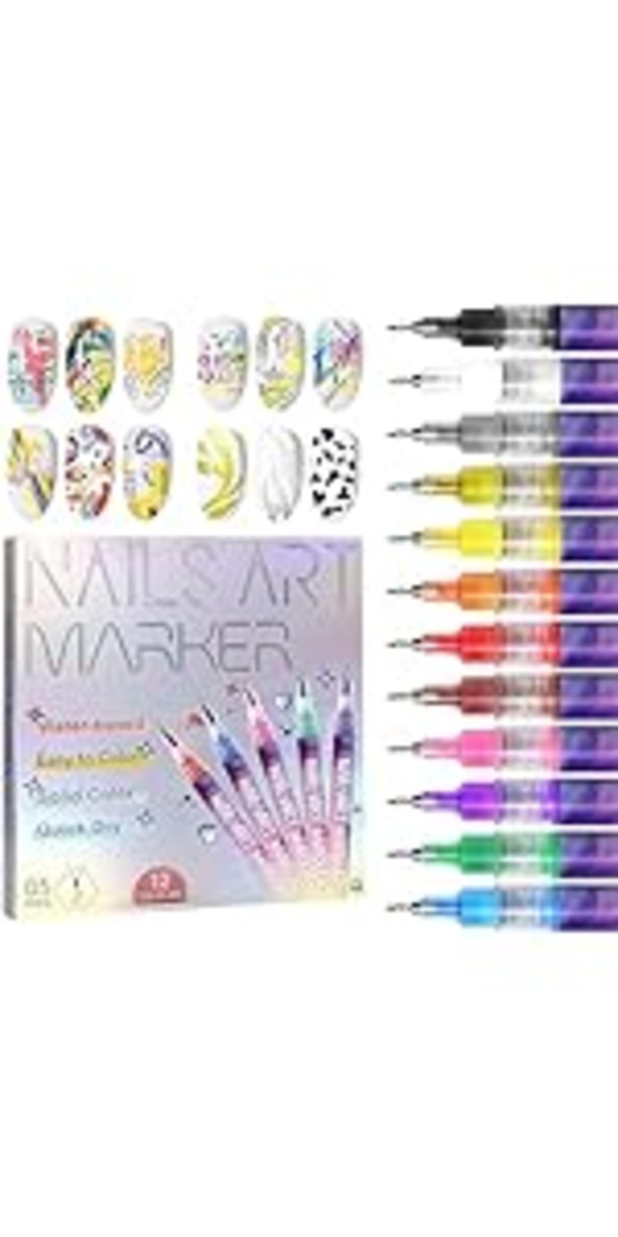 12 Colors Nail Art Pens Set with 0.5mm Fine Tip image 14