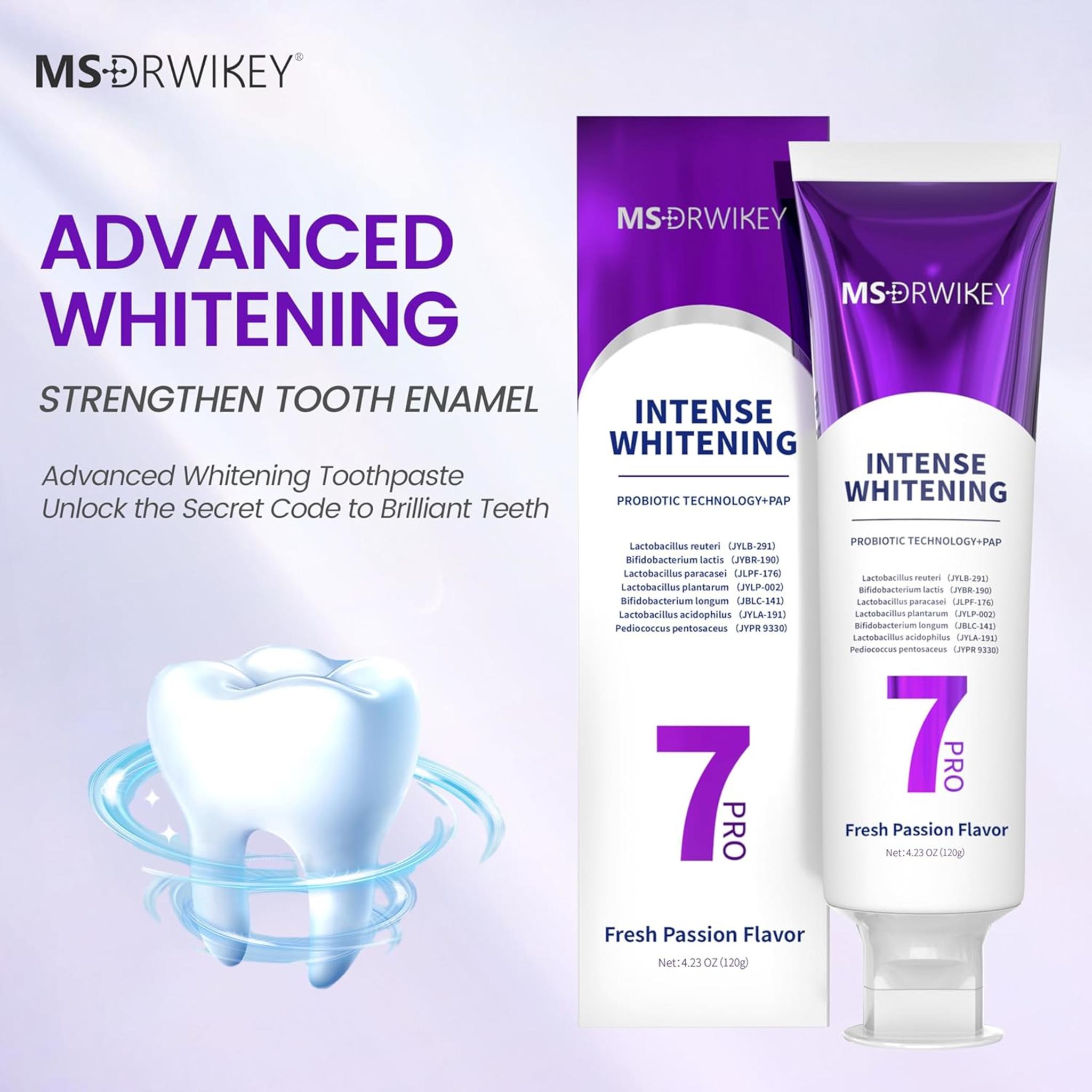 7 Probiotics Deep Whitening Toothpaste with Purple Beads - Fluoride-Free & Enamel-Safe