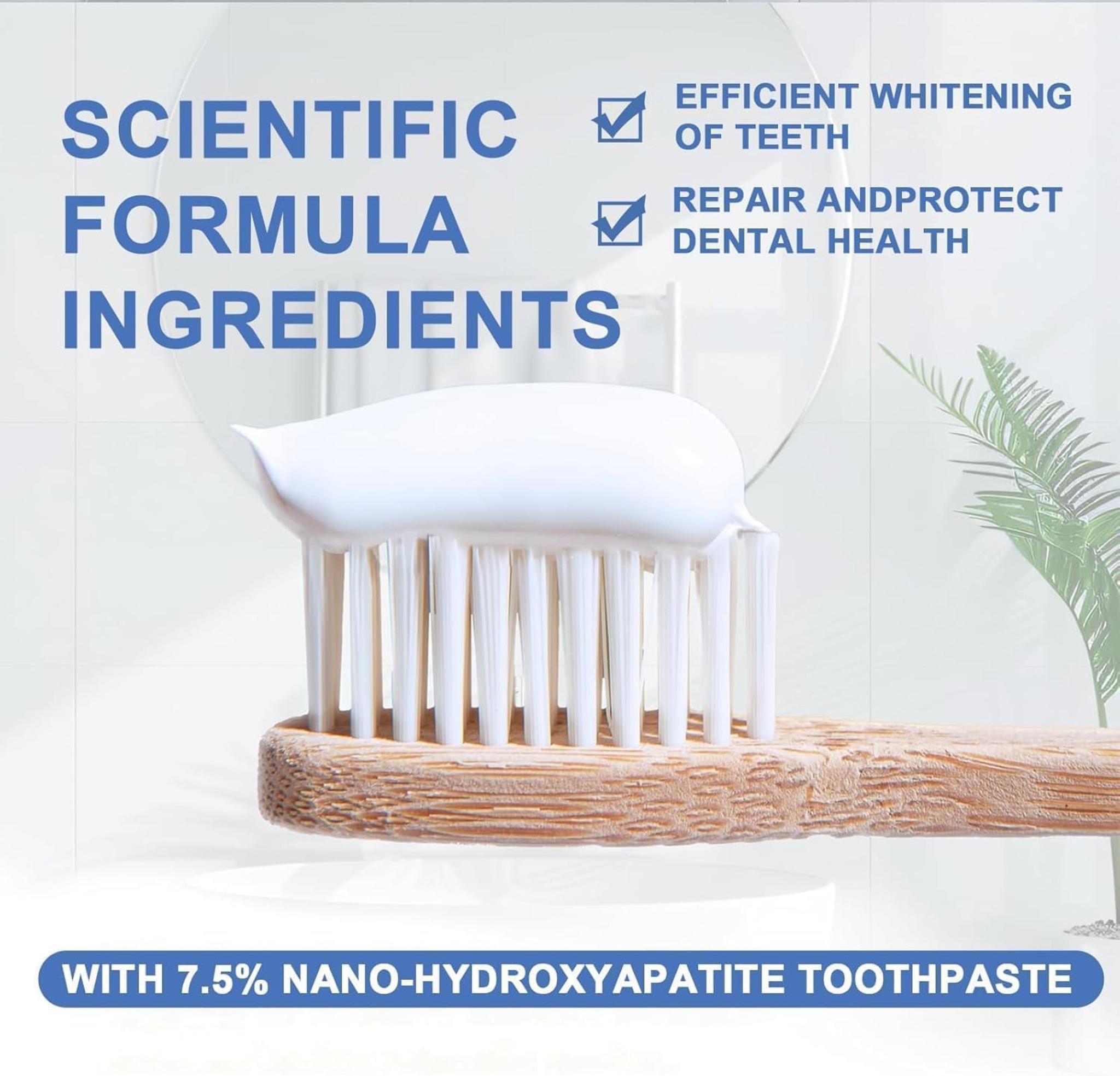 Nano Hydroxyapatite Toothpaste, 7.5% Hydroxyapatite for Enamel Repair & Whitening