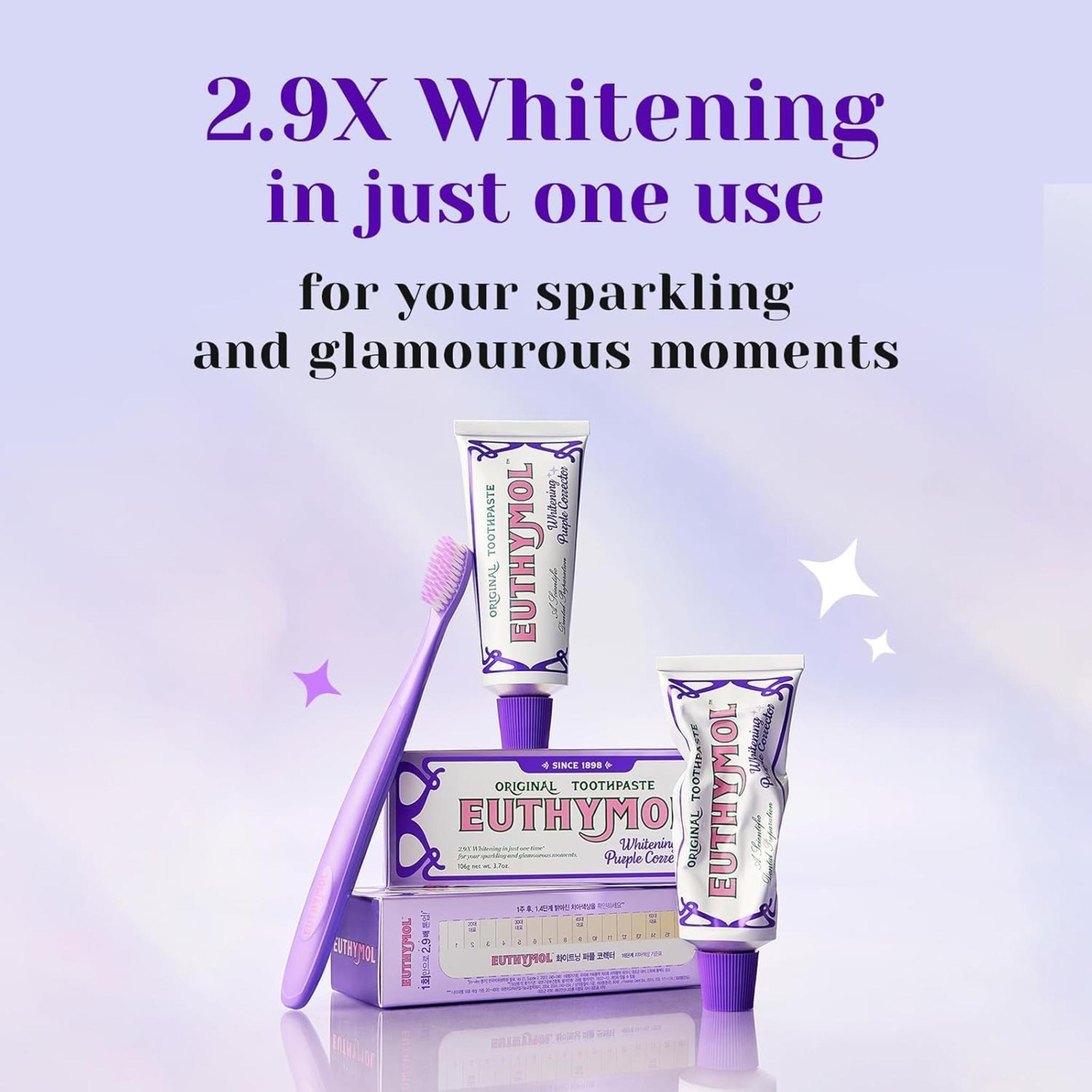 Purple Whitening Toothpaste for Yellow & Sensitive Teeth | Instant Brightening, 24H Stain Defense