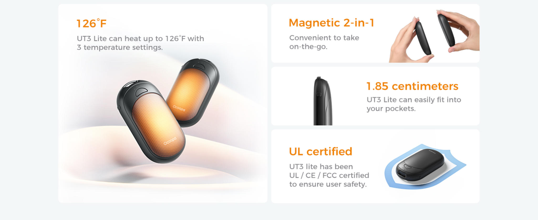 Rechargeable Magnetic Hand Warmers 2-Pack, 3 Heat Settings image 7