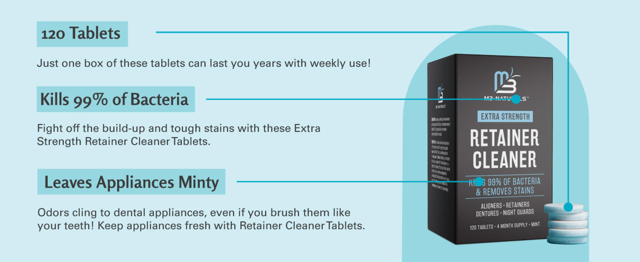 Extra Strength Dental Appliance Cleaner Tablets, 4 Month Supply image 9