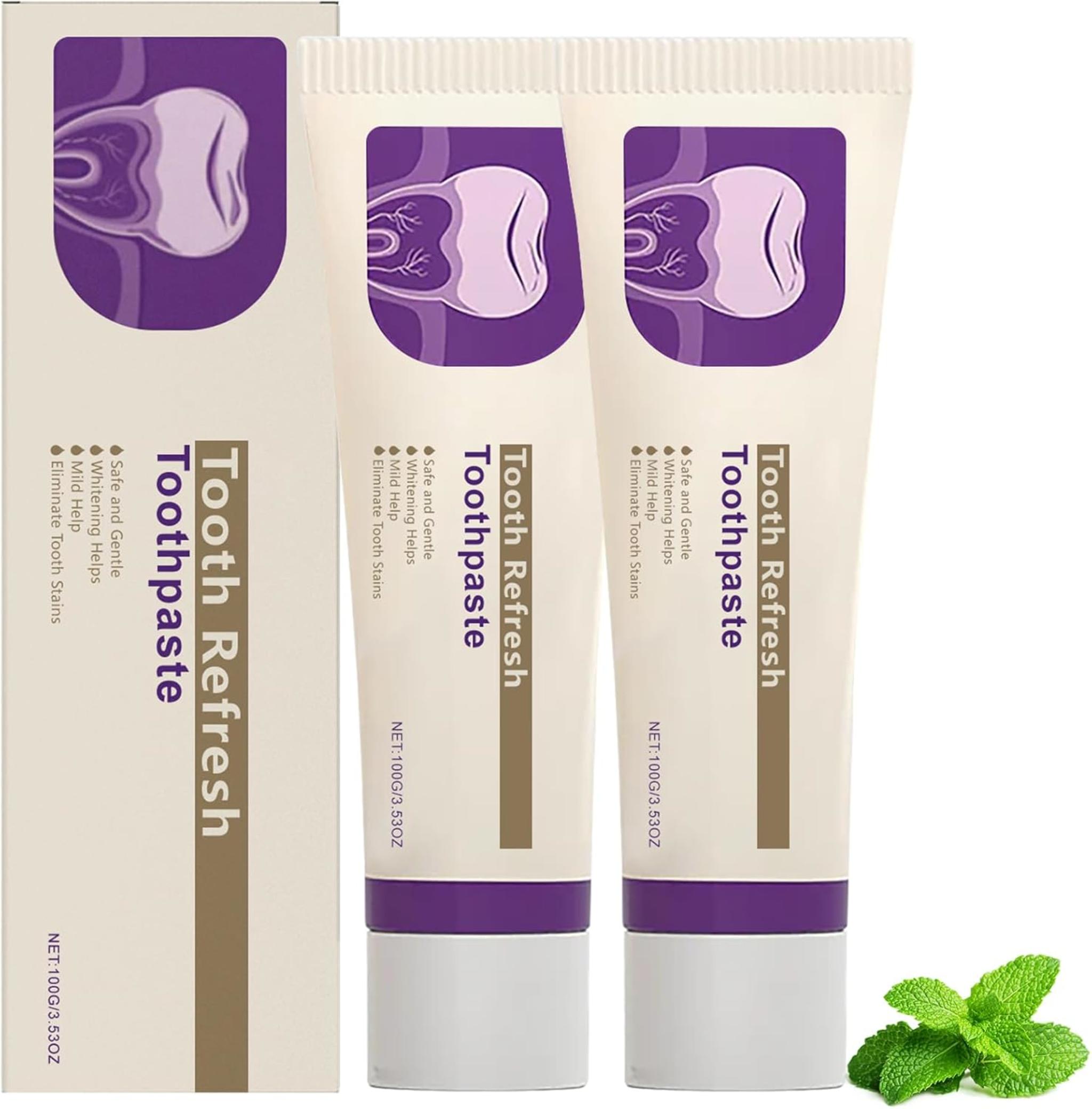 2-Pack Natural Toothpaste for Stain Removal & Enamel Repair, Fresh Breath & Deep Cleaning Formula