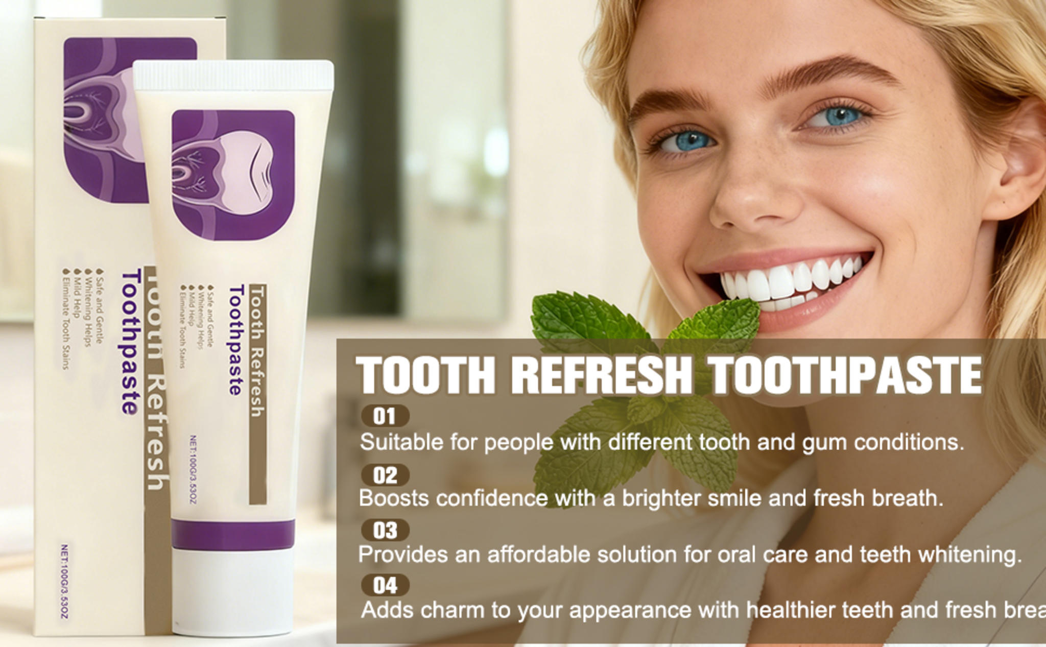 Natural Toothpaste for Stain Removal & Enamel Repair, Fresh Breath & Deep Cleaning image 12