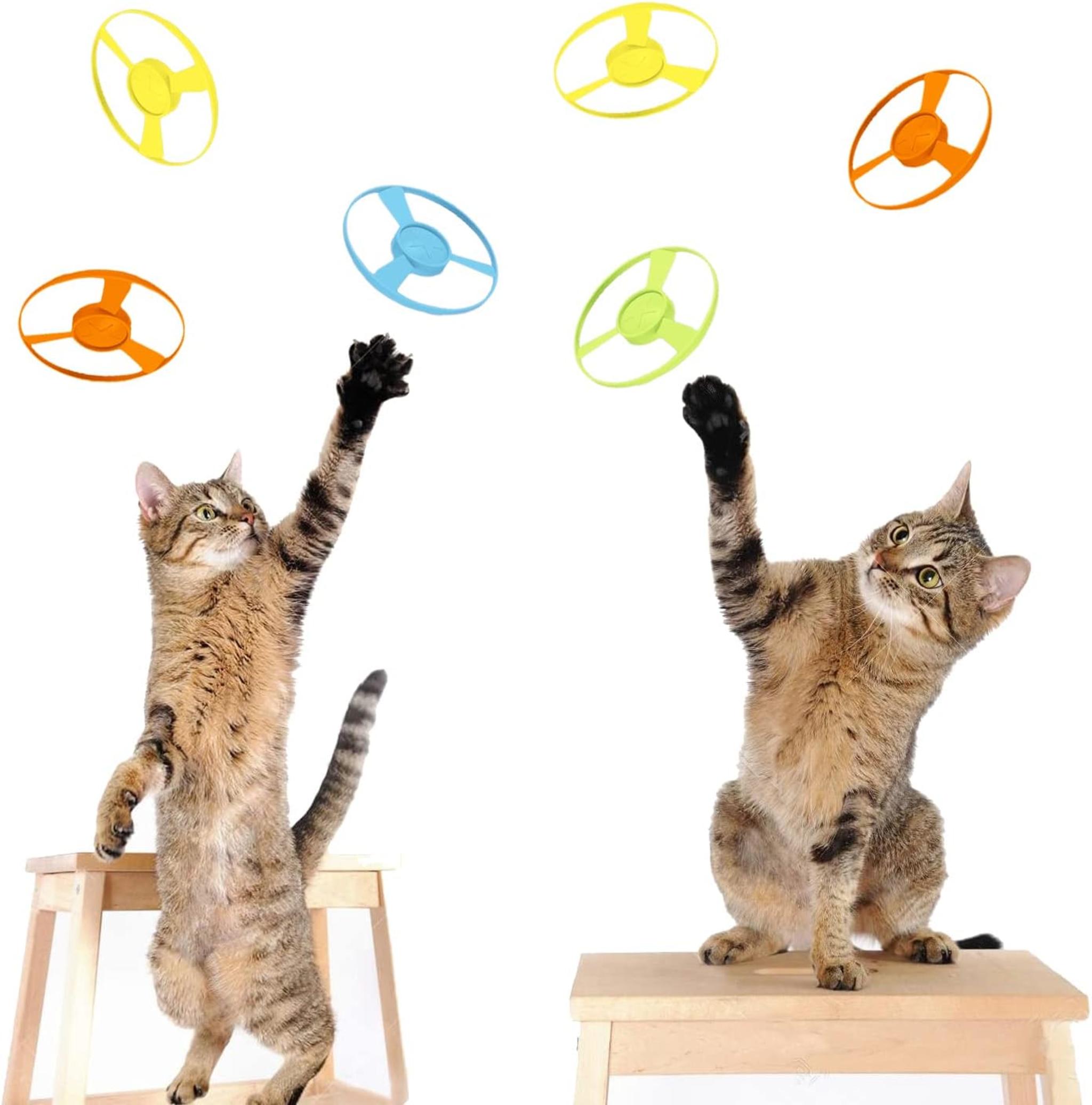 15-Piece Cat Fetch Toy Set with Colorful Flying Propellers