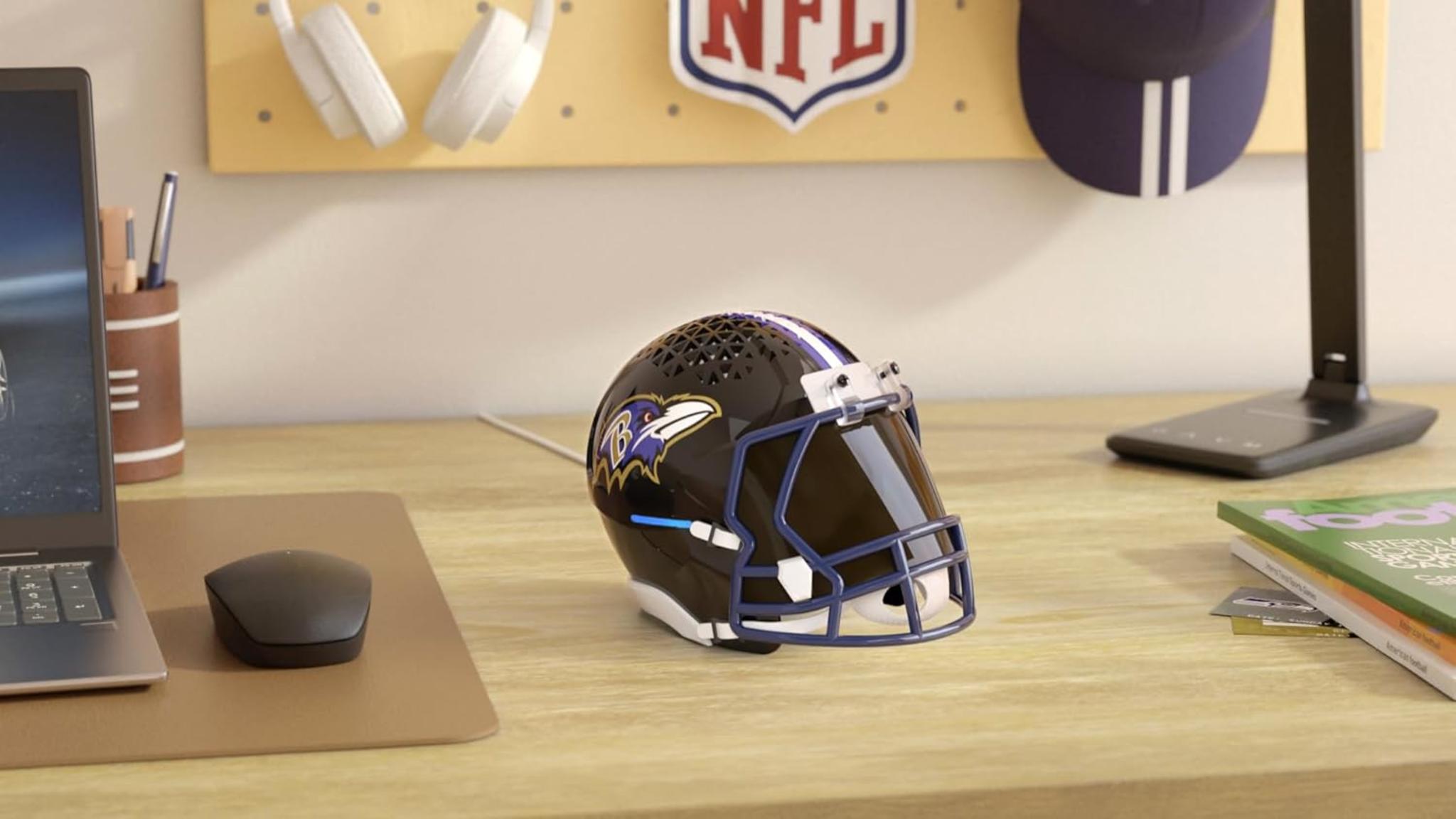 NFL Echo Dot Bundle: Includes Echo Dot | Deep Sea Blue and Limited-Edition NFL Helmet Stand | Baltim