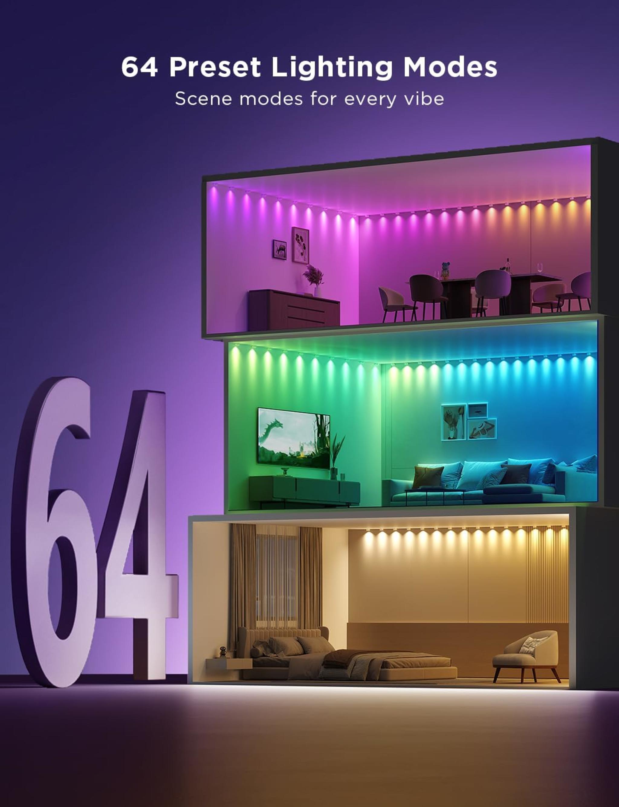 Govee RGBIC String Downlights, Smart LED String Lights Works with Alexa, Color Changing Indoor Wall