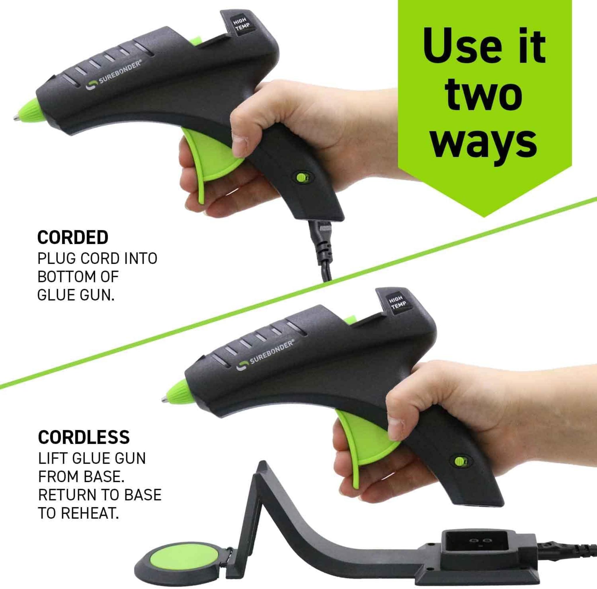 Surebonder Cordless Hot Glue Gun, High Temperature, Full Size, 60W, 50% More Power - Sturdily Bonds