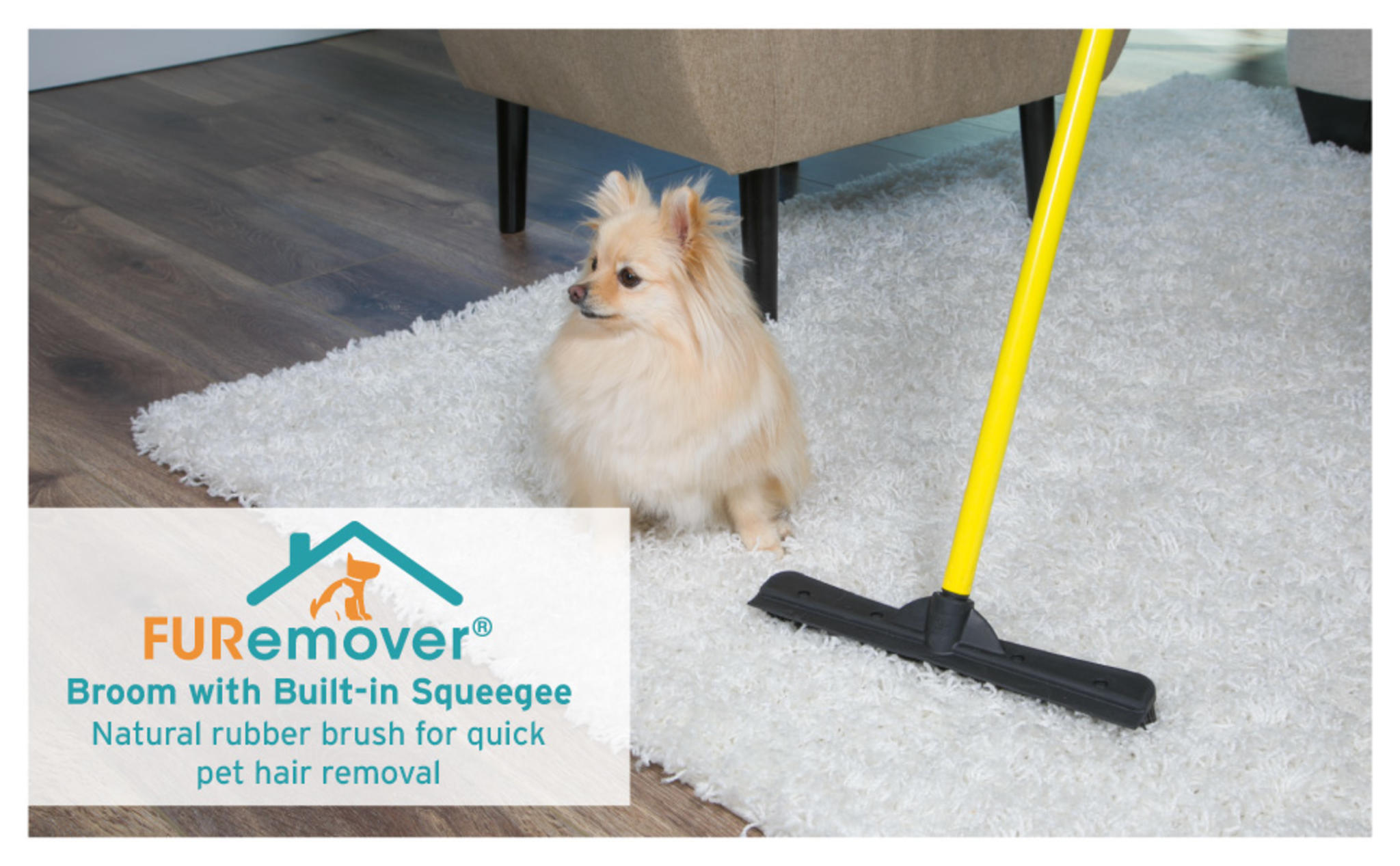 Multi-Surface Rubber Broom & Squeegee with Telescopic Handle for Pet Hair image 7