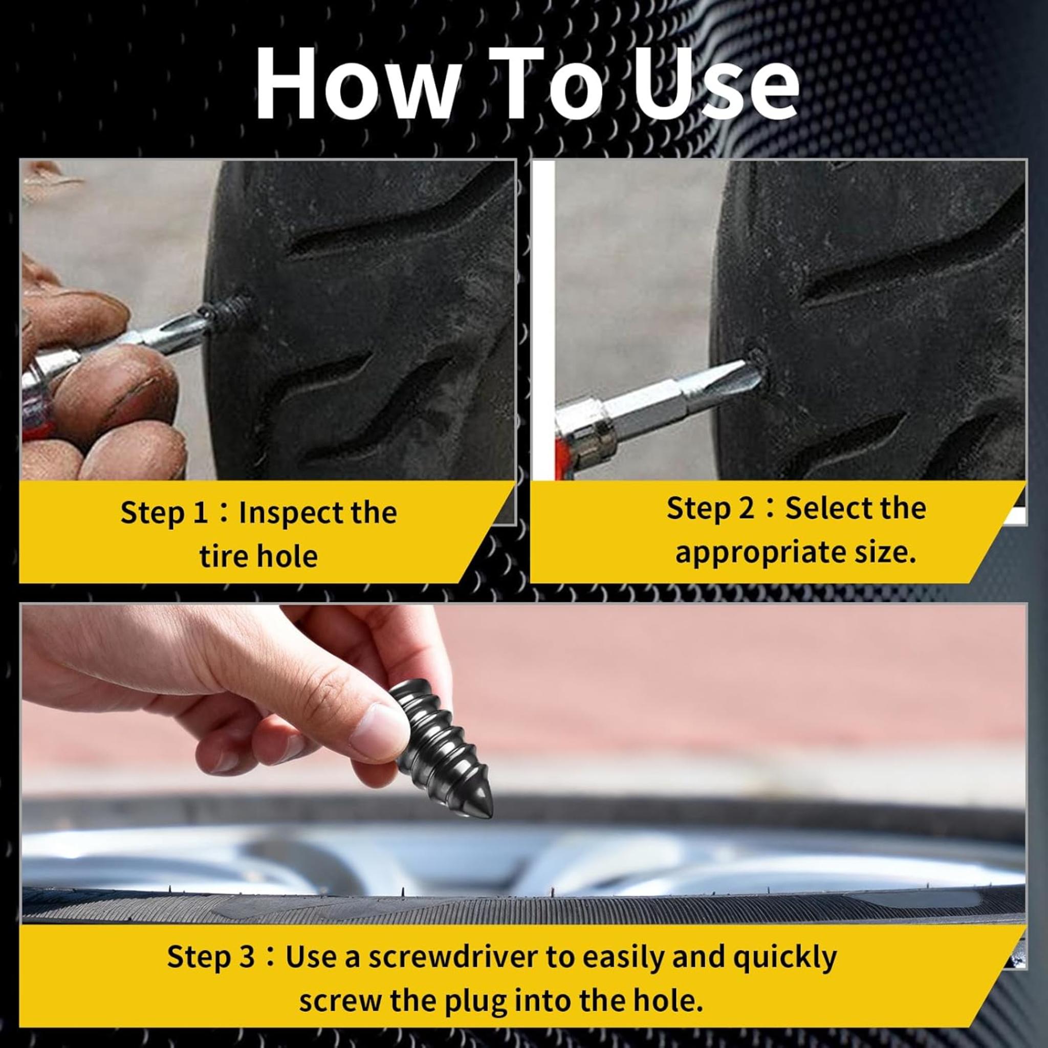 60-Piece Tire Repair Plug Kit with Two Sizes - DIY Emergency Tire Repair Tools