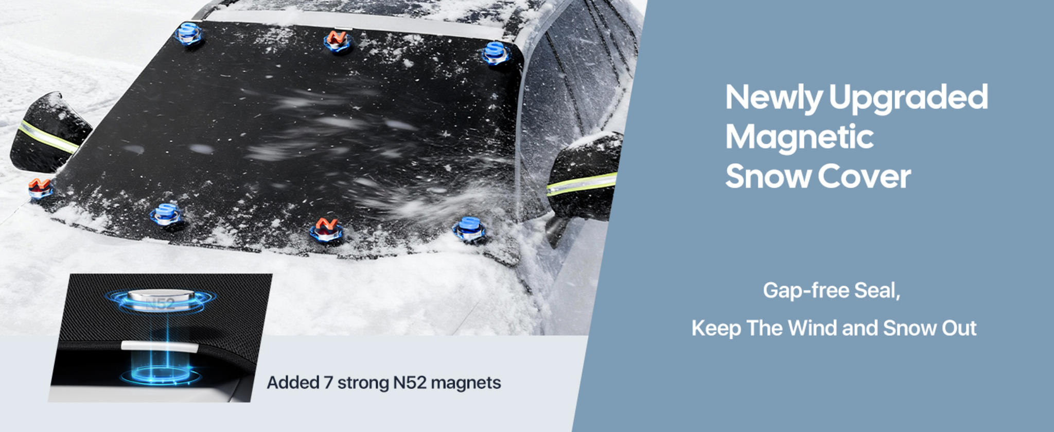 2026 Upgrade Windshield Snow Cover for Ice & Snow - 600D Heavy Magnetic Anti-Hail Protector image 9