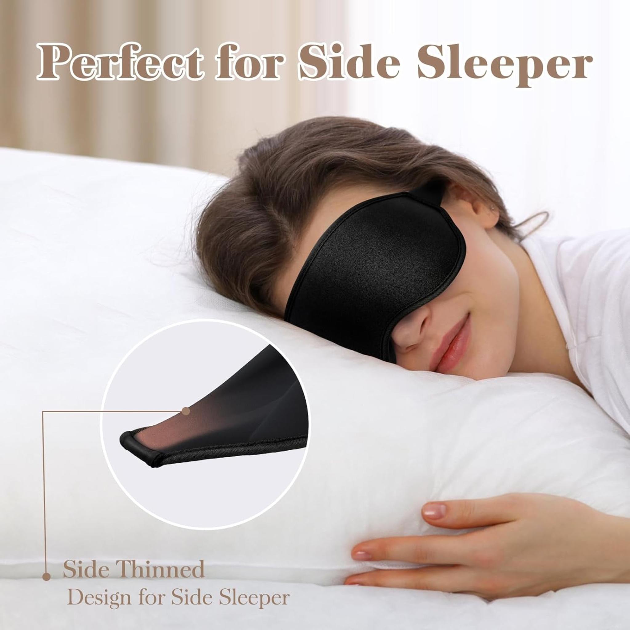 3D Contour Sleep Mask for Men & Women - 100% Pressure-Free & Light Blocking Eye Mask with Adjustable Strap for Side Sleepers