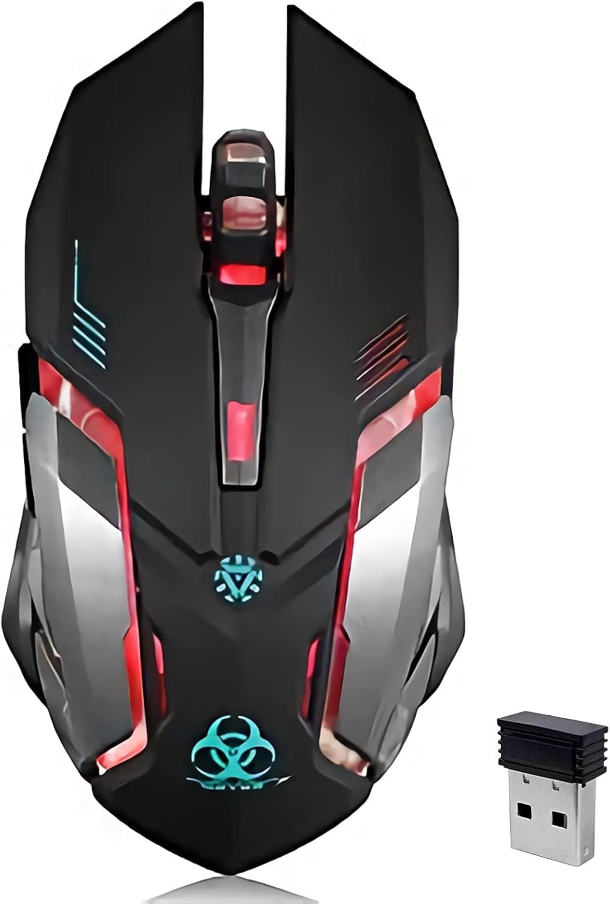 Silent Click Wireless Gaming Mouse with 7-Color LED & 30-Day Battery Life