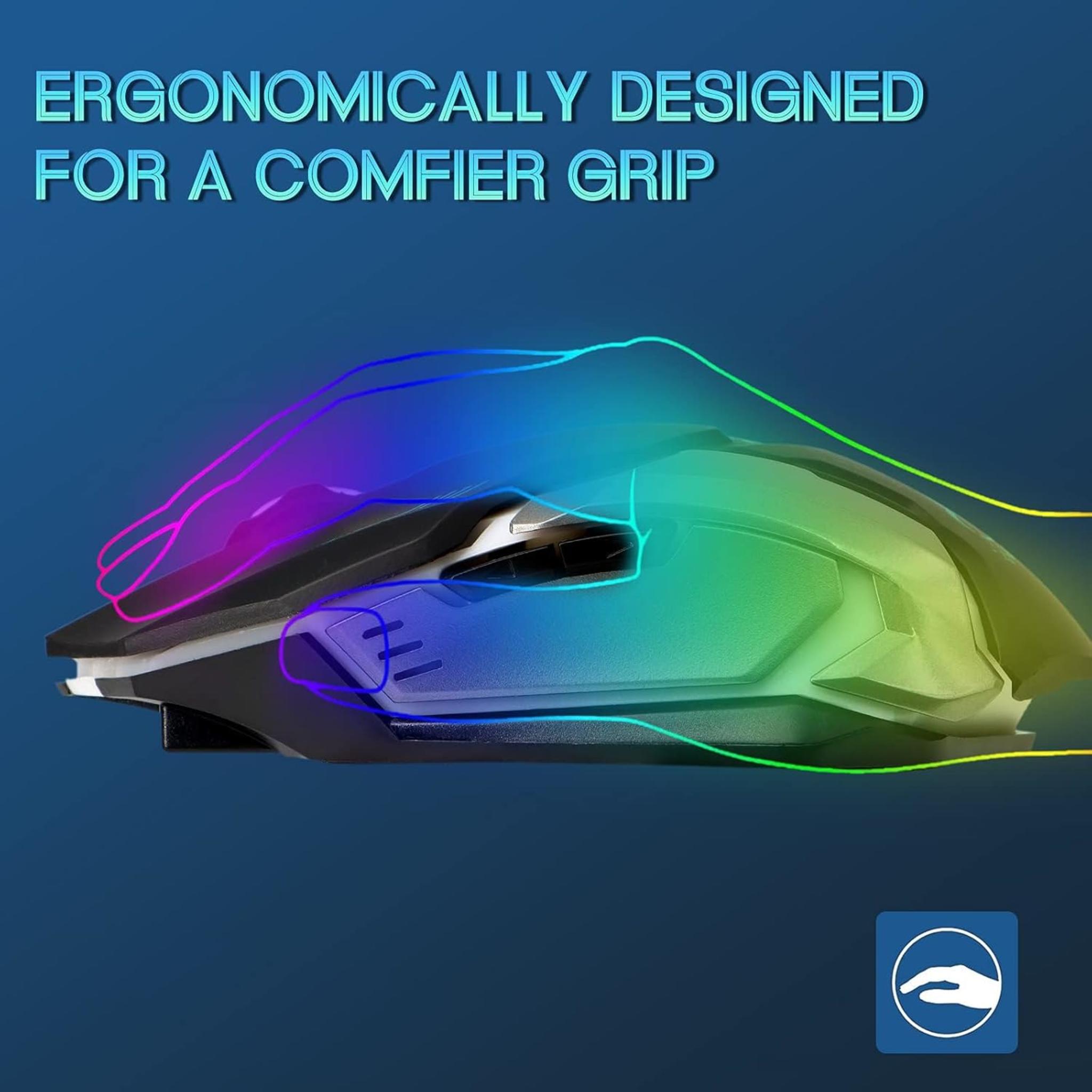 Silent Click Wireless Gaming Mouse with 7-Color LED & 30-Day Battery Life