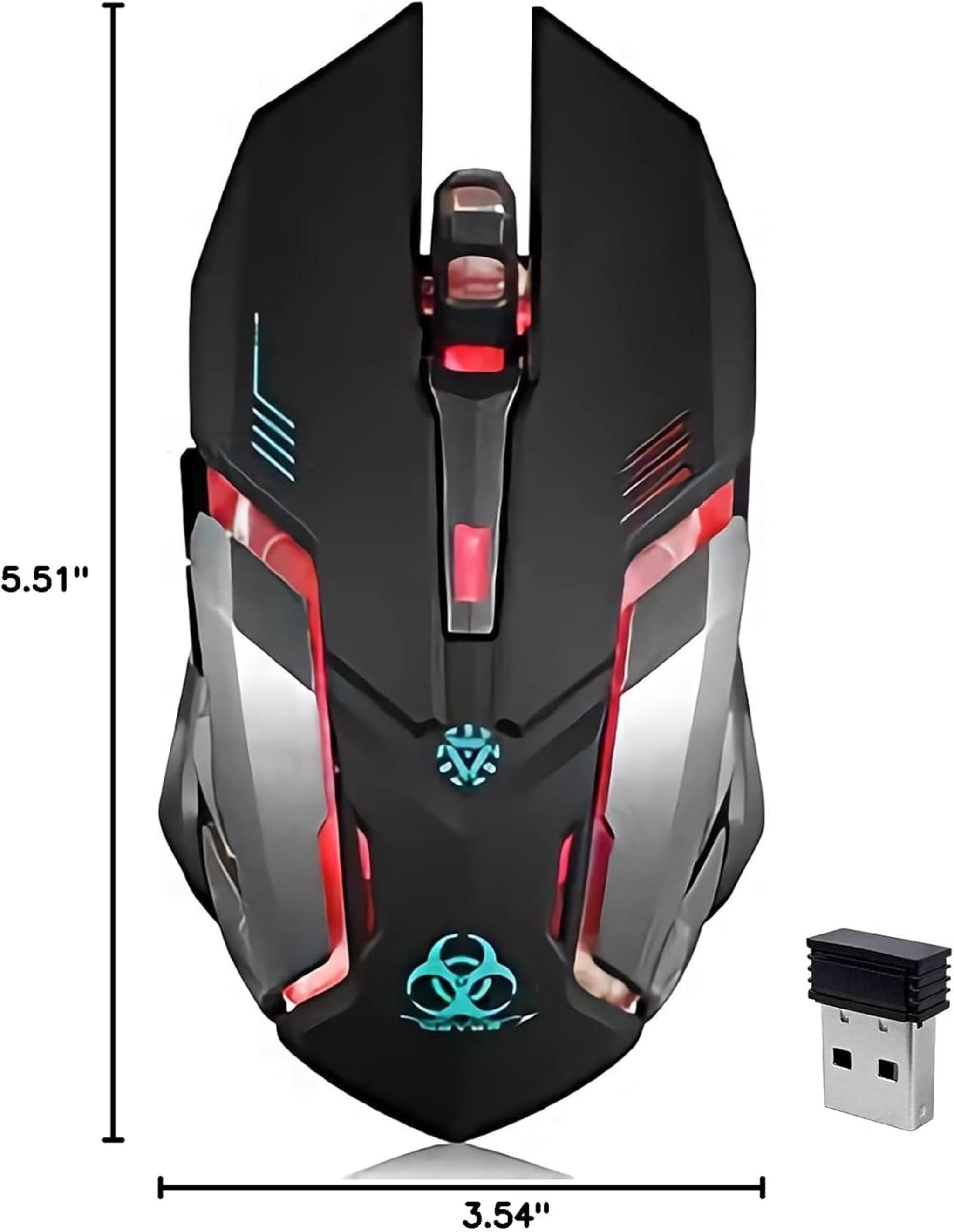Silent Click Wireless Gaming Mouse with 7-Color LED & 30-Day Battery Life