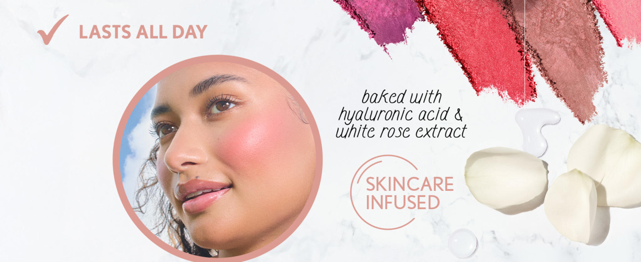Baked Luminous Blush with Hyaluronic Acid & Rose Extract - Rose Latte (Nude with Pink Swirls) image 11