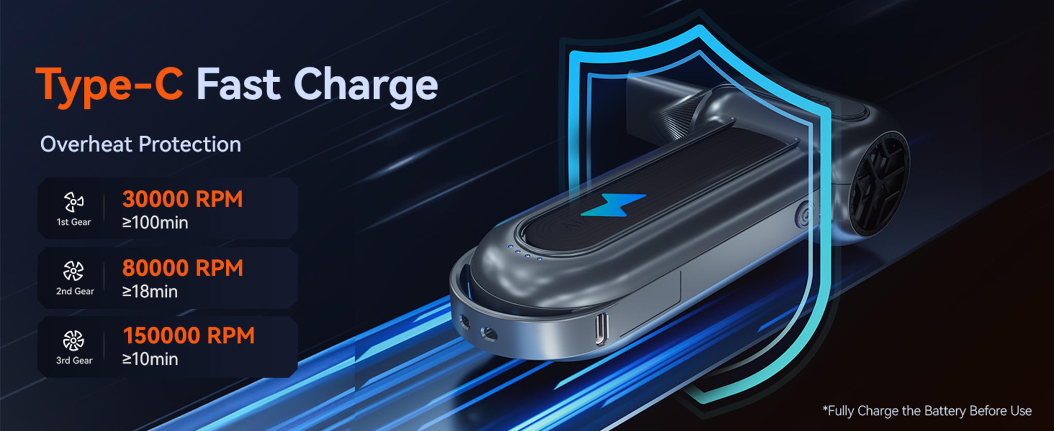 150,000RPM Cordless Air Duster with 3-Speed Adjustable & 45m/s Turbo Power image 15