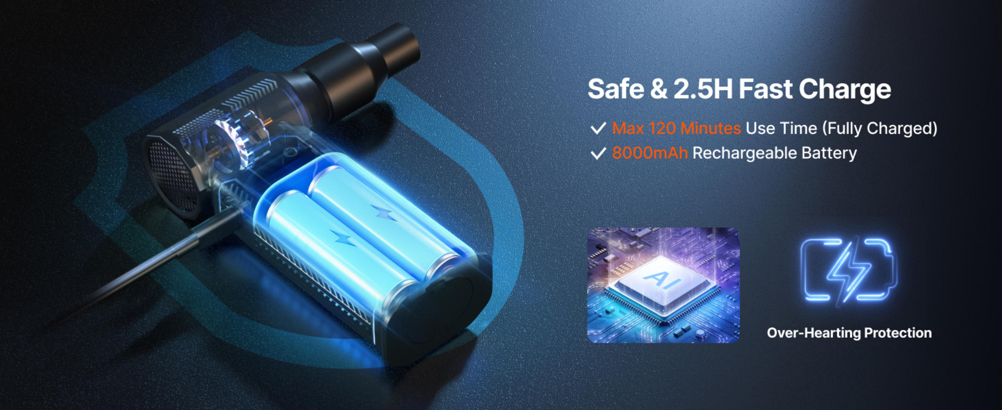 130K RPM Cordless Electric Air Duster with 8000mAh Battery & 4-Gear Adjustable Speeds image 19