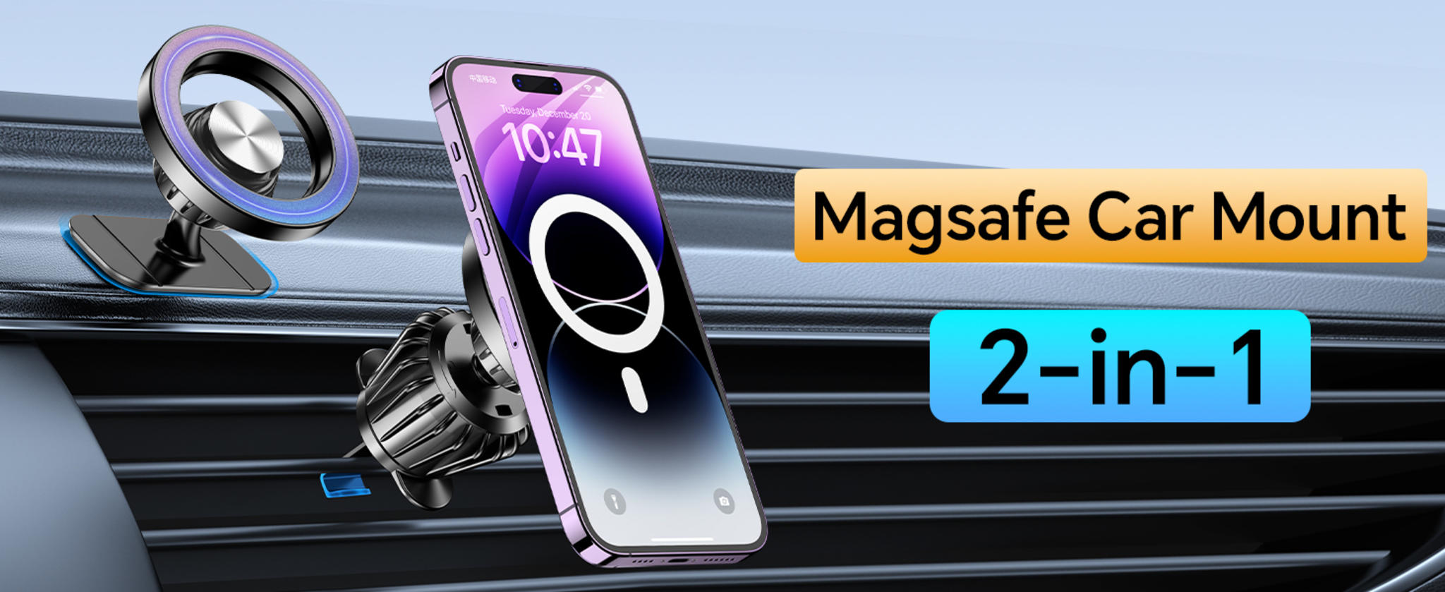 20-Strong Magnet MagSafe Car Mount for iPhone & Android | Dashboard Holder with Super Adhesive image 12