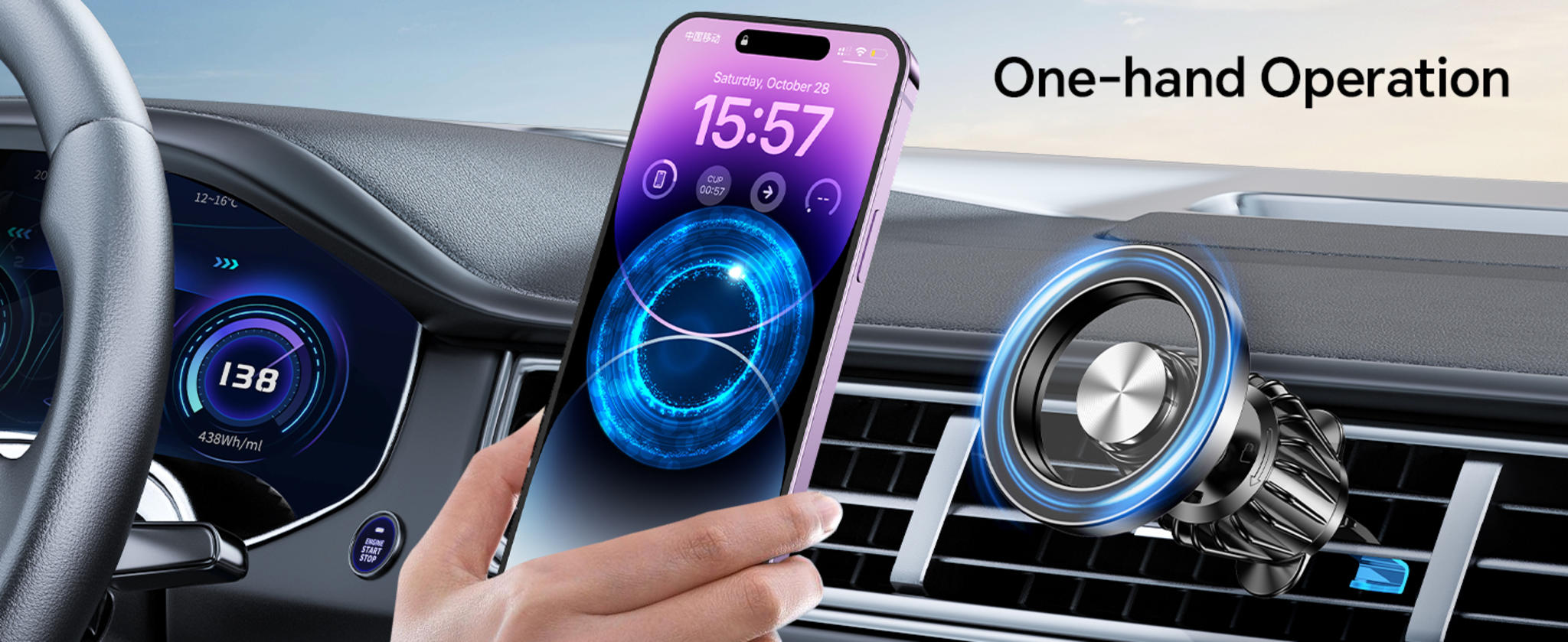 20-Strong Magnet MagSafe Car Mount for iPhone & Android | Dashboard Holder with Super Adhesive image 14