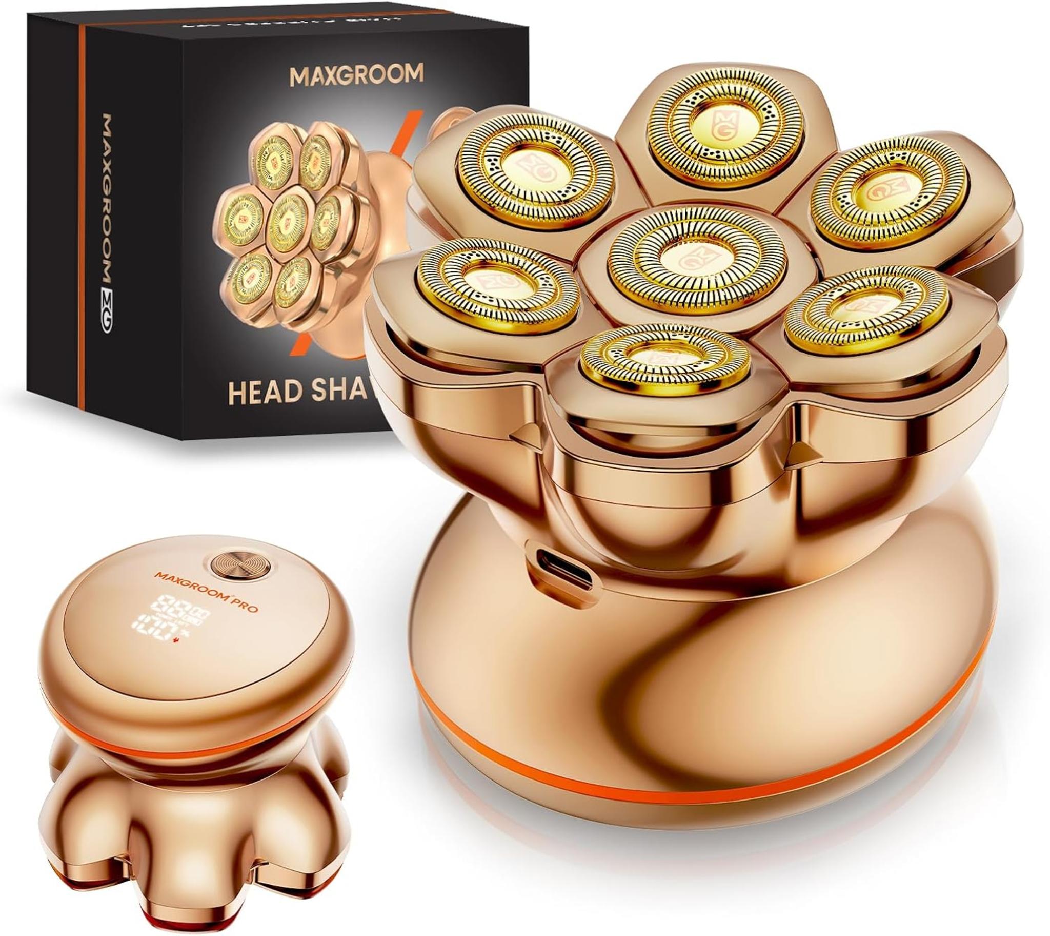 7D Electric Head Shaver for Bald Men - Cordless Waterproof Razor with Titanium Blades & Magnetic Head