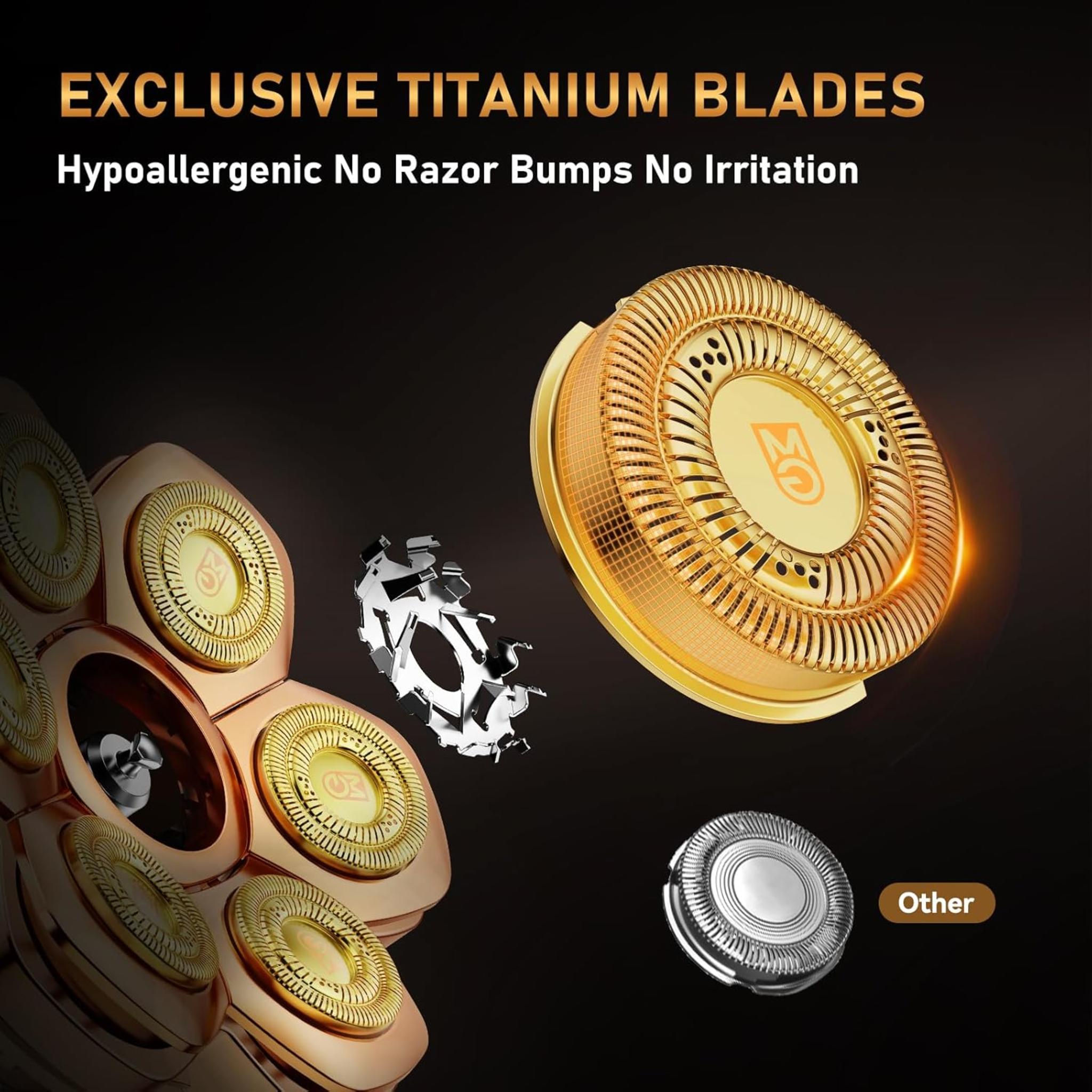 7D Electric Head Shaver for Bald Men - Cordless Waterproof Razor with Titanium Blades & Magnetic Head