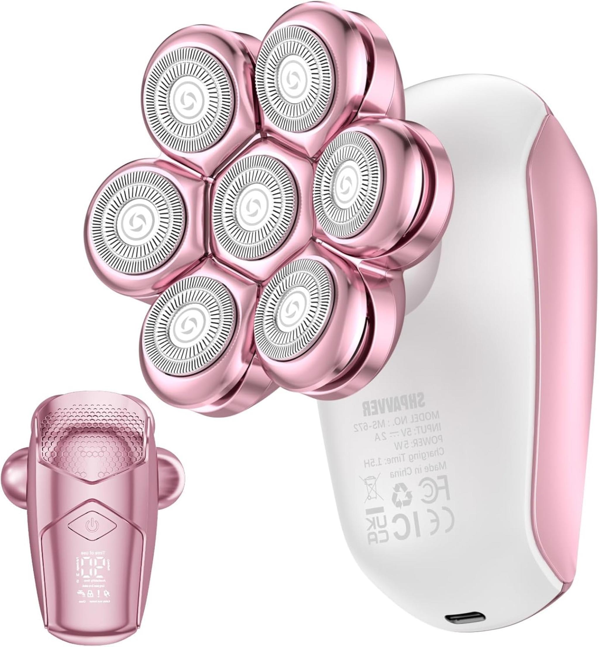 Electric Razor for Women: 7D Floating Head Rechargeable Body Shaver & Trimmer for Legs, Face, Underarms
