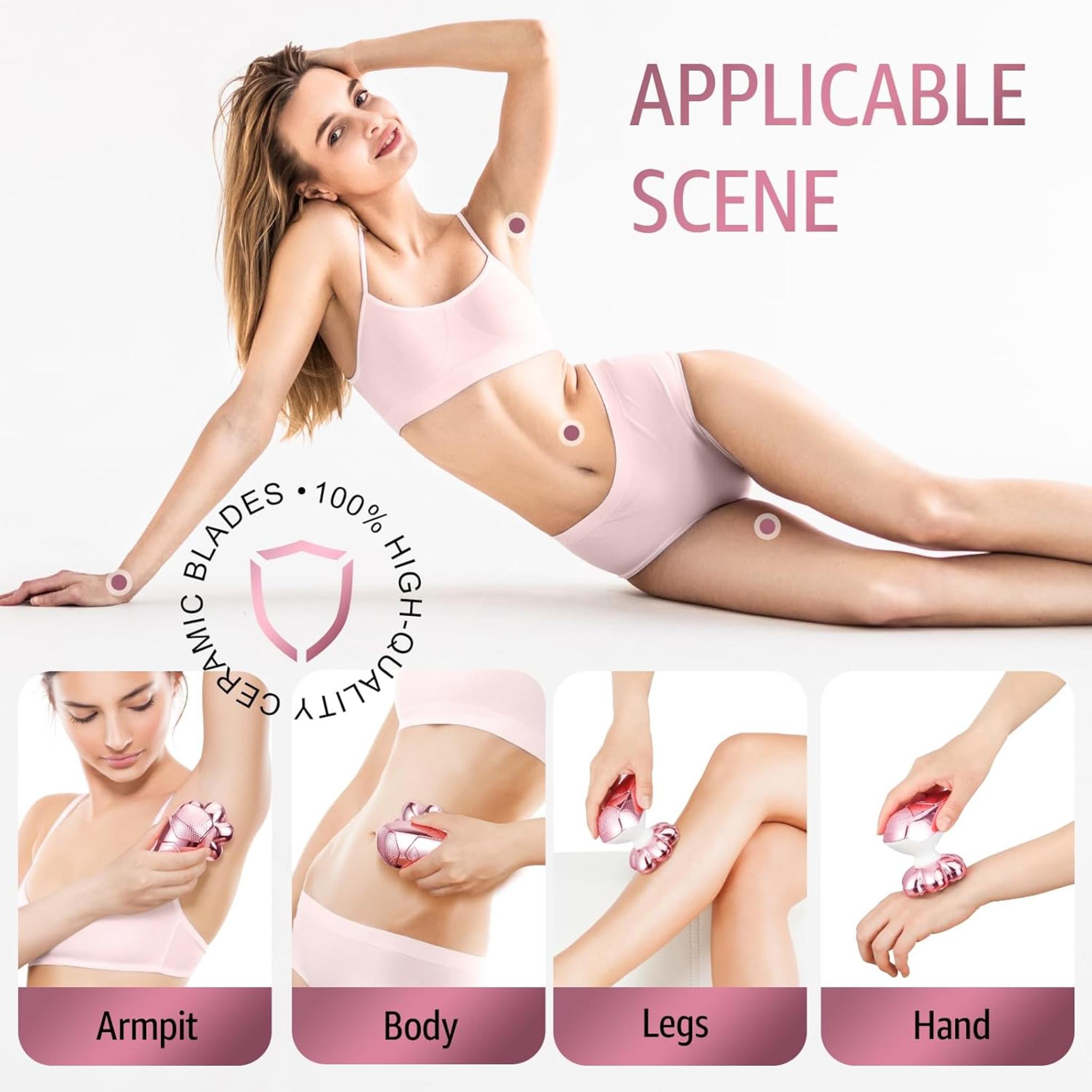 Electric Razor for Women: 7D Floating Head Rechargeable Body Shaver & Trimmer for Legs, Face, Underarms