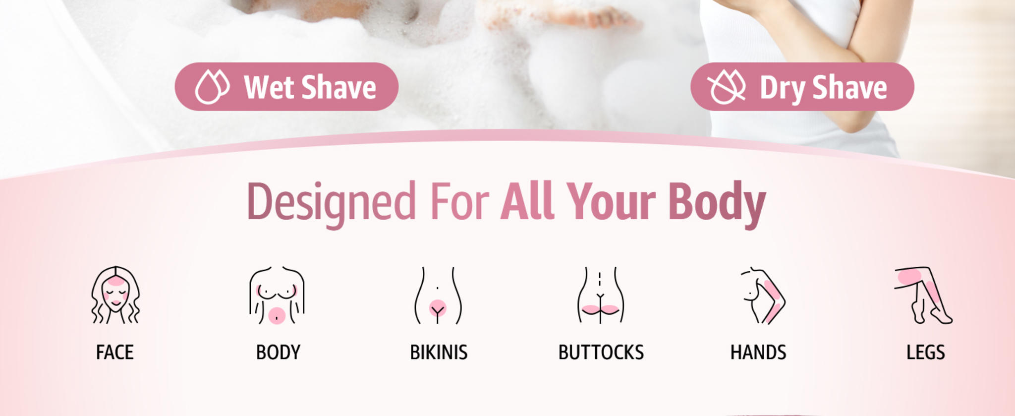 Electric Razor for Women: 7D Floating Head Rechargeable Body Shaver & Trimmer for Legs, Face, Underarms image 11