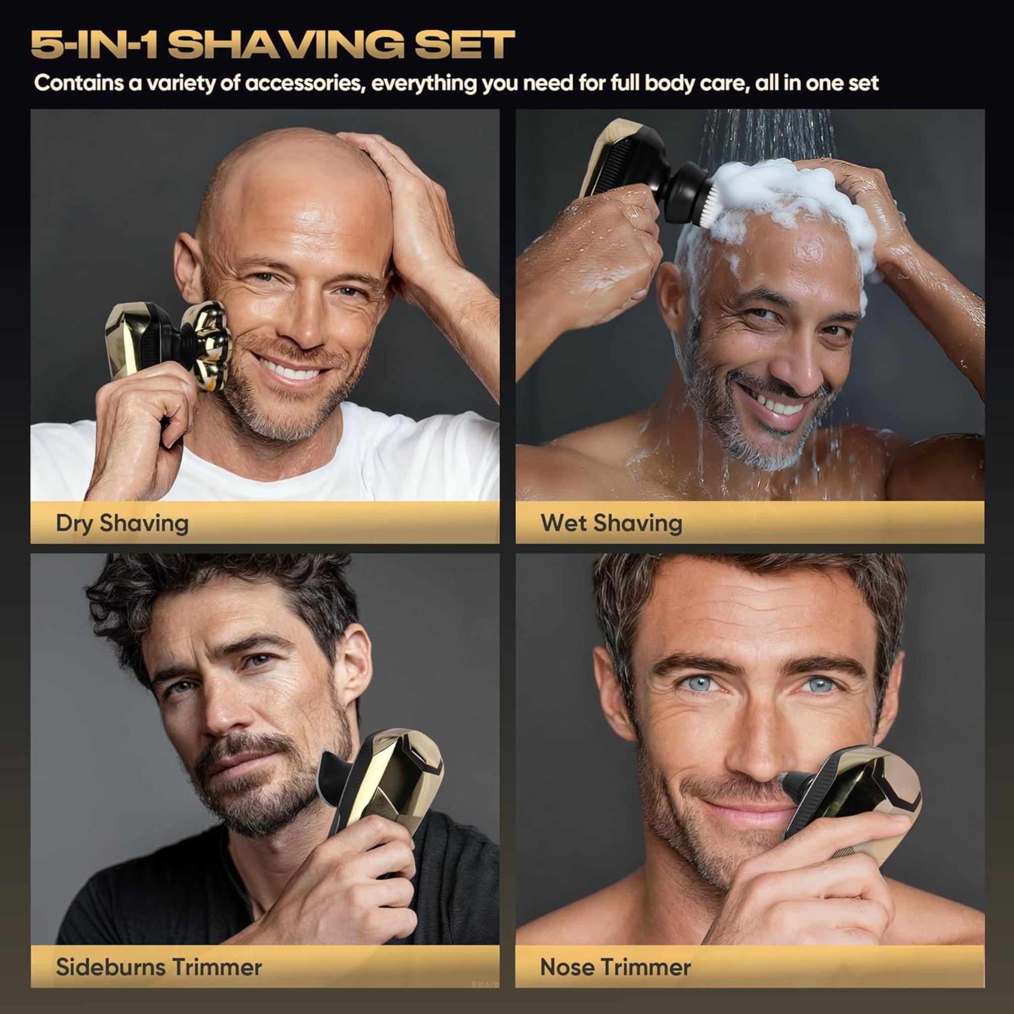 7D Magnetic Electric Shaver for Women & Men, Waterproof Bald Head Trimmer Kit with USB Charging