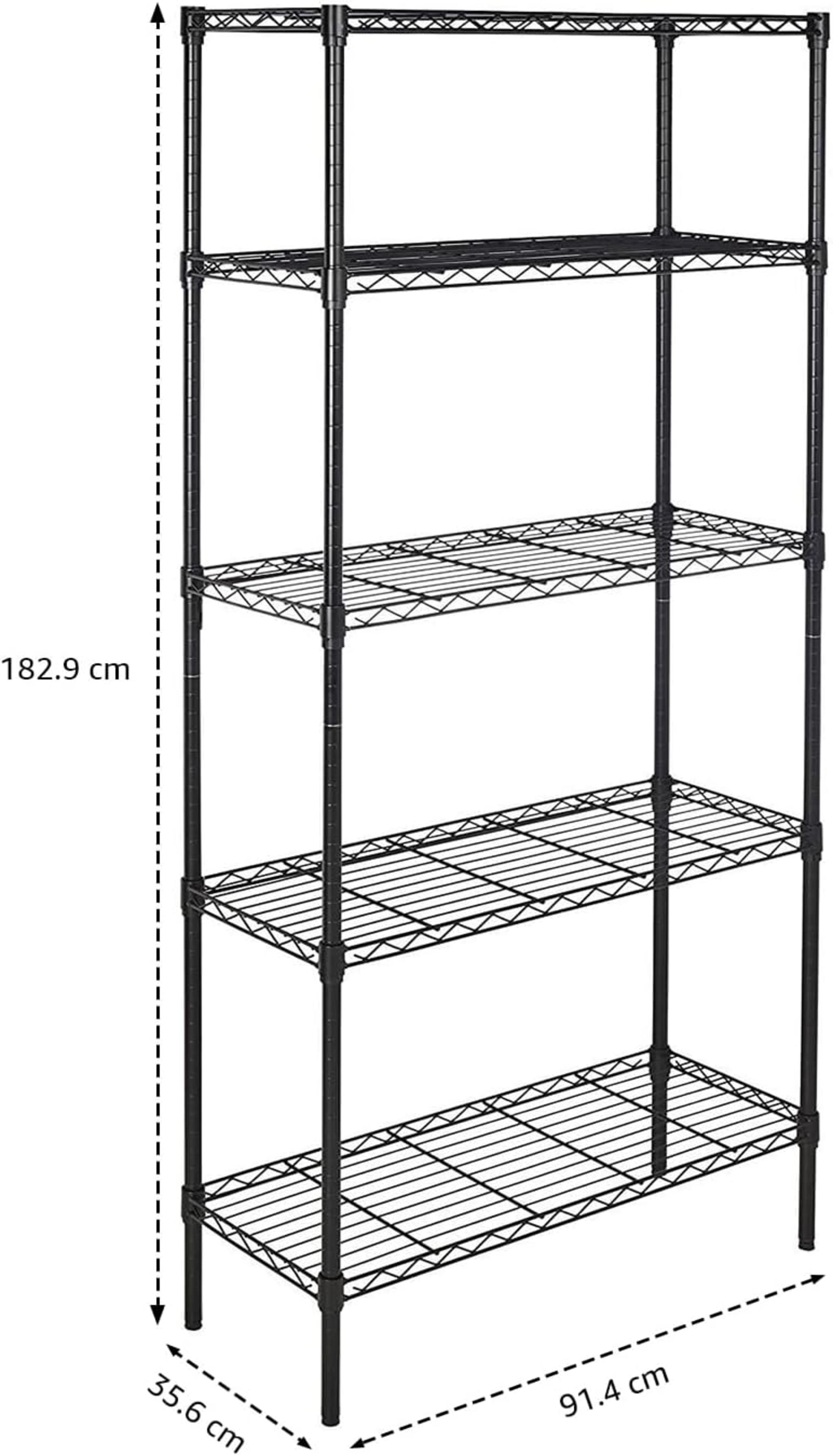 5-Shelf Adjustable Heavy Duty Steel Wire Rack Storage Shelving Organizer, 36" x 14" x 72", Black