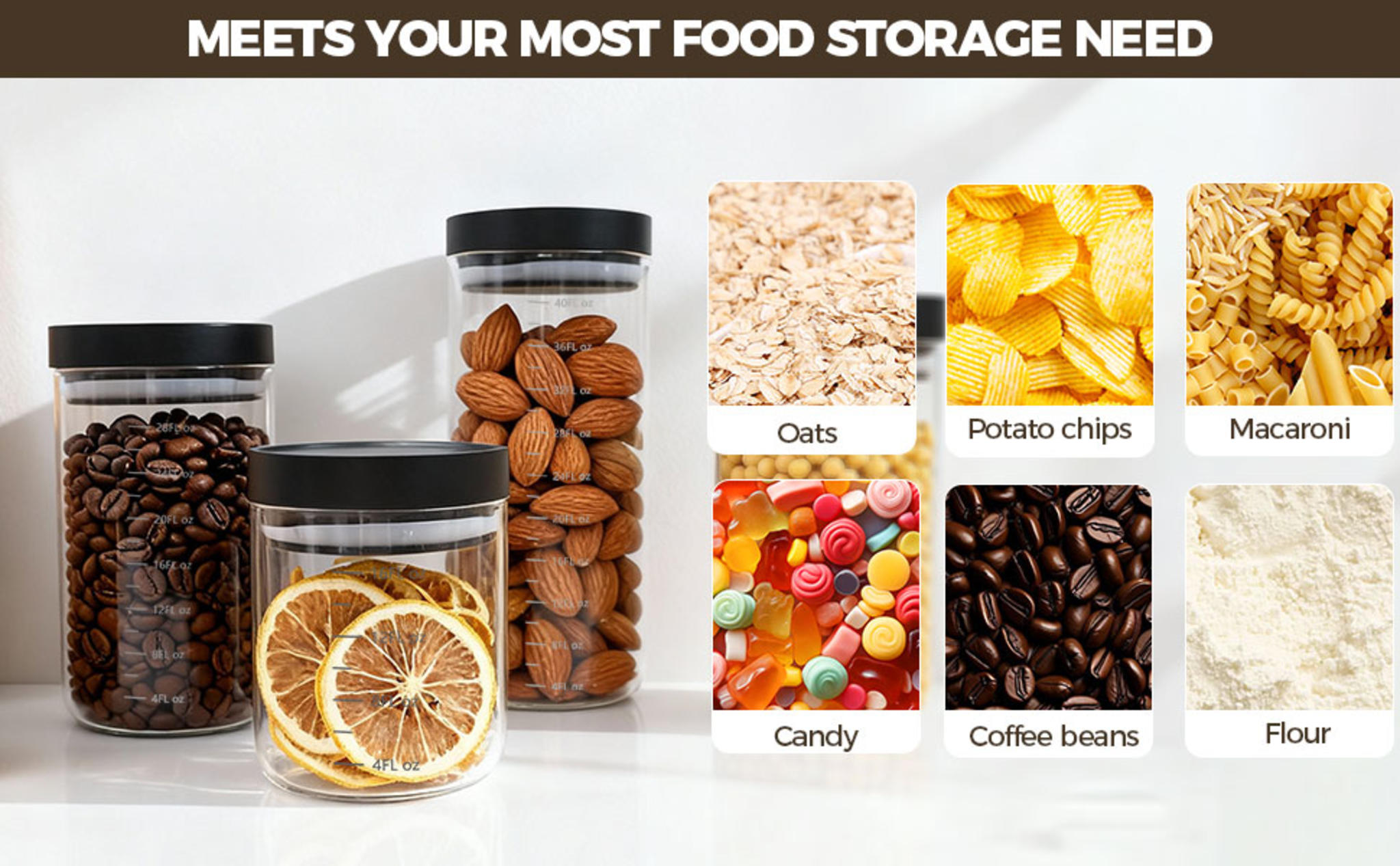 Set of 6 Airtight Glass Storage Canisters with Press-Seal Lids - 3mm Thick Borosilicate Jars for Pantry image 16