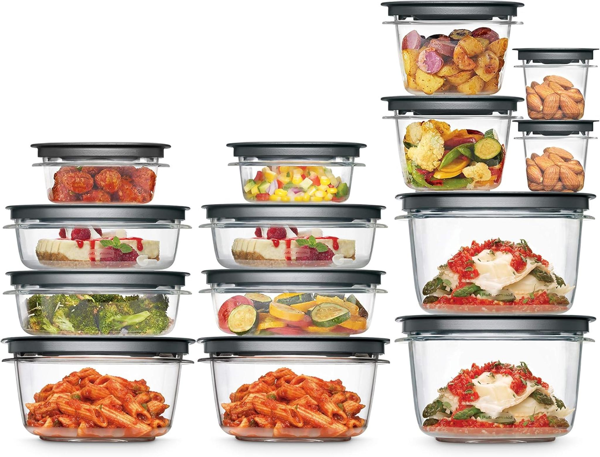 28-Piece Food Storage Containers with Snap Lids, Stain-Resistant Tritan Bases