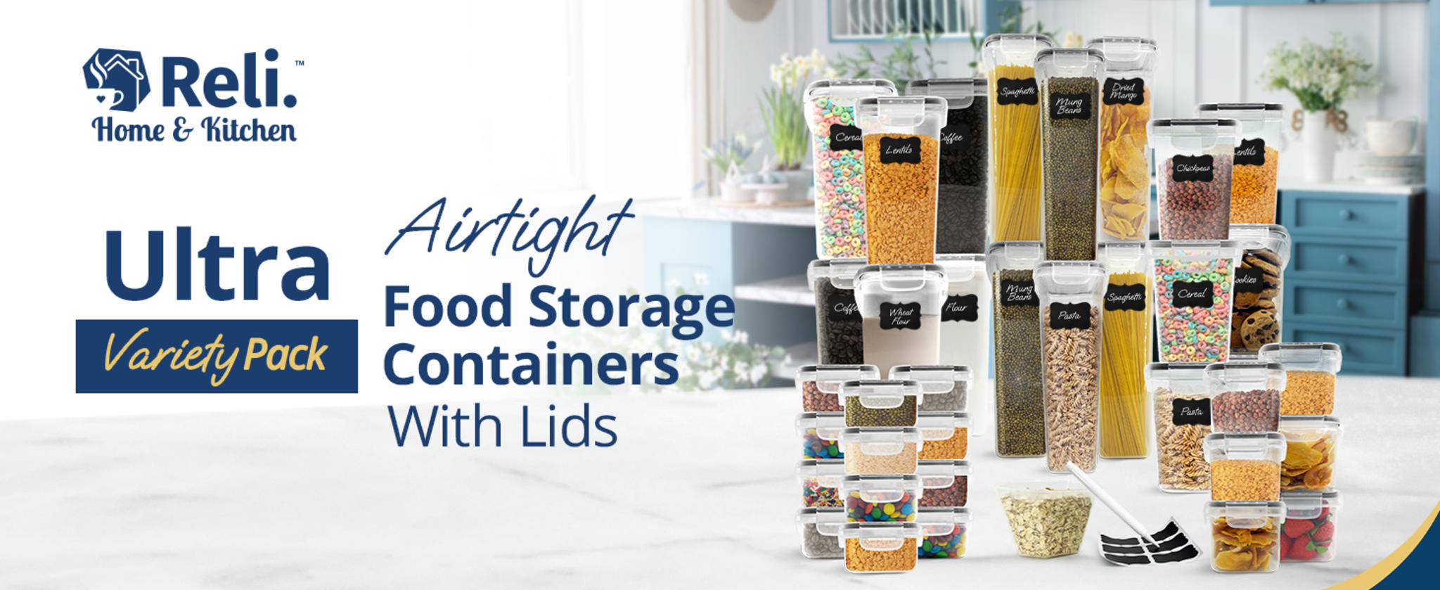 36-Piece Airtight Food Storage Containers with Lids - BPA-Free Plastic Pantry Organizers image 10