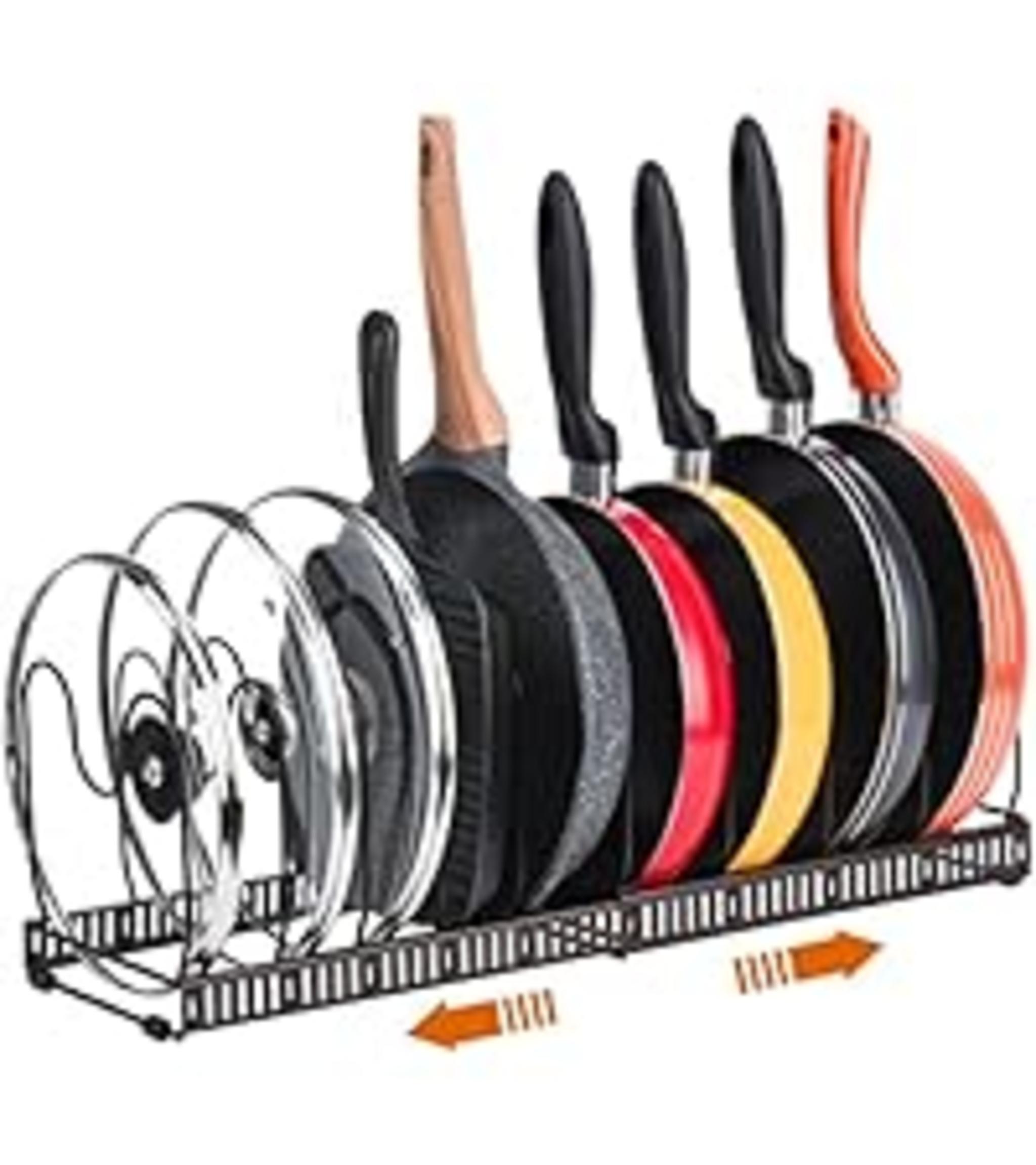 Pot Lid Organizer Rack for Cabinet and Countertop, 7 Adjustable Compartments for Pans and Bakeware image 13