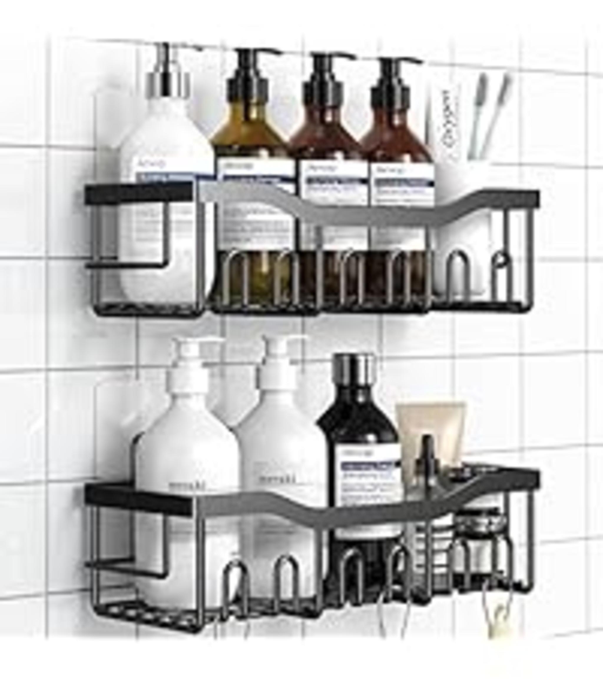 5-Pack Adhesive Shower Caddy, Rustproof Stainless Steel Bathroom Organizer with Large Capacity image 19