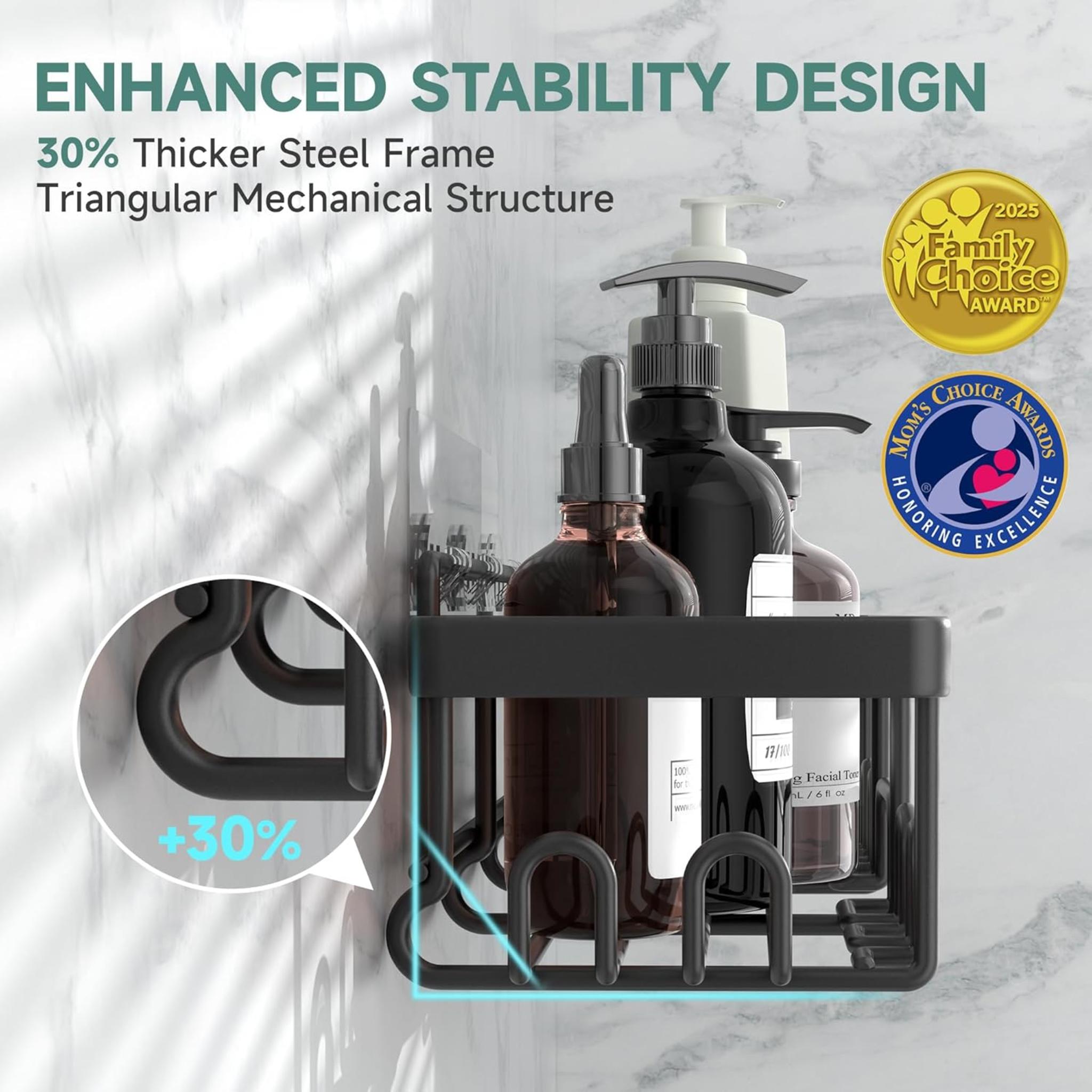 6-Pack Adhesive Shower Caddy Set - Rustproof Stainless Steel Bathroom Organizer & Storage