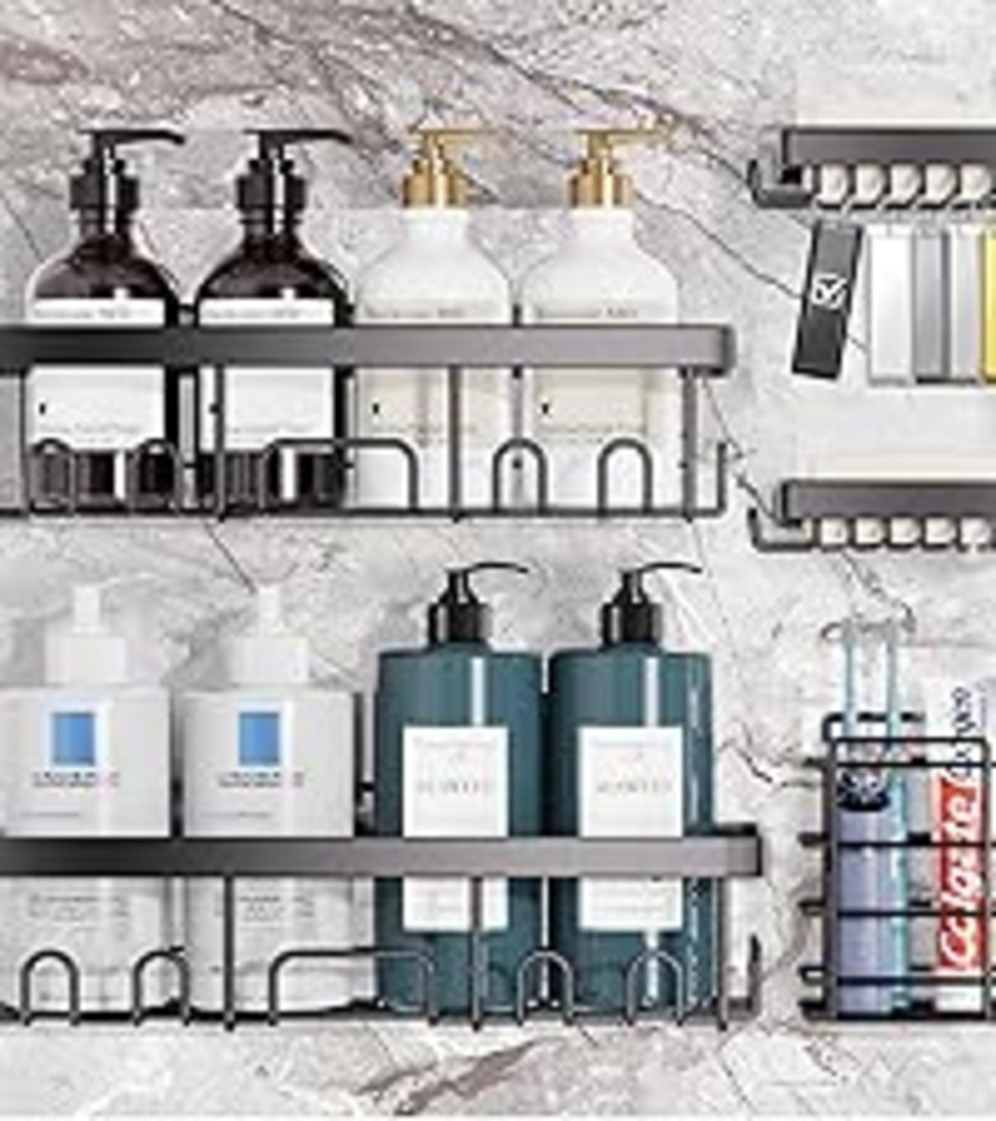 6-Pack Adhesive Shower Caddy Set - Rustproof Stainless Steel Bathroom Organizer & Storage image 26