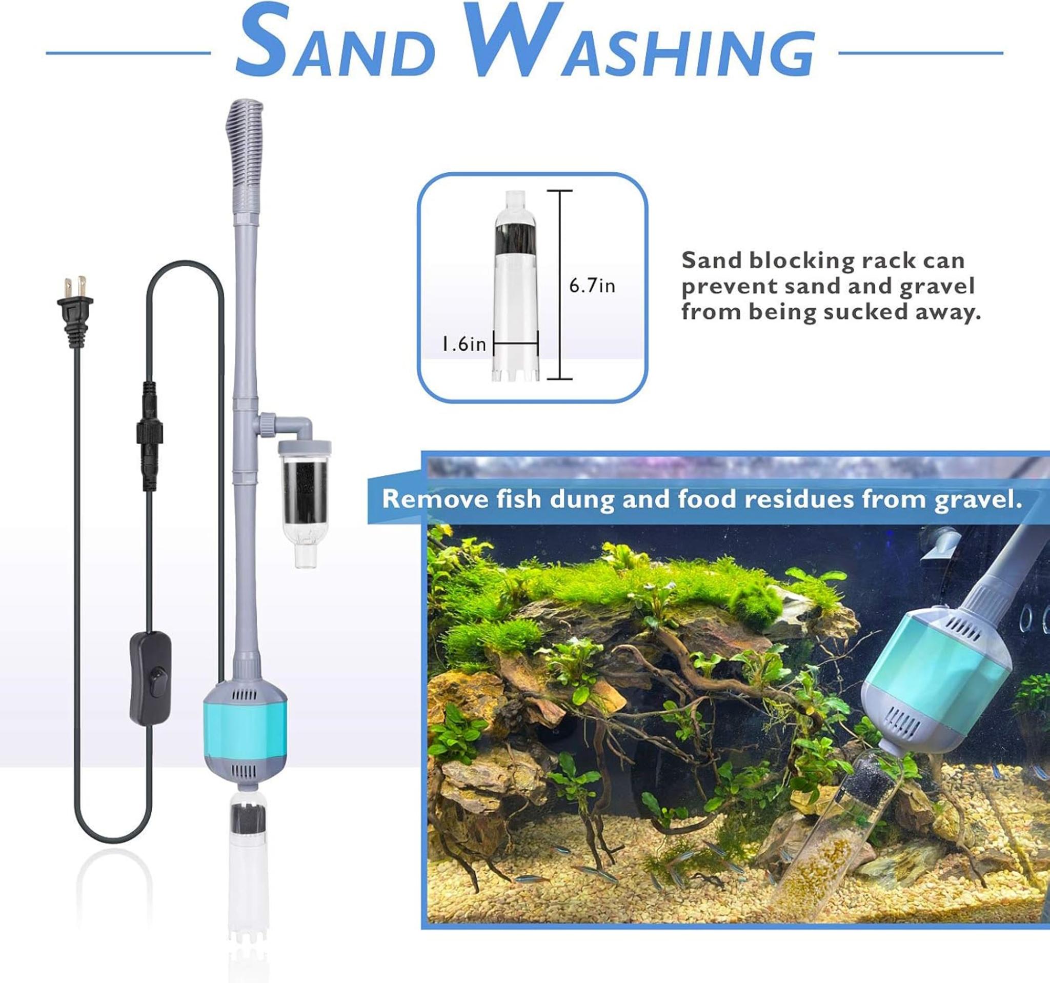 5-in-1 Electric Aquarium Gravel Cleaner, 360GPH Automatic Fish Tank Vacuum & Water Changer