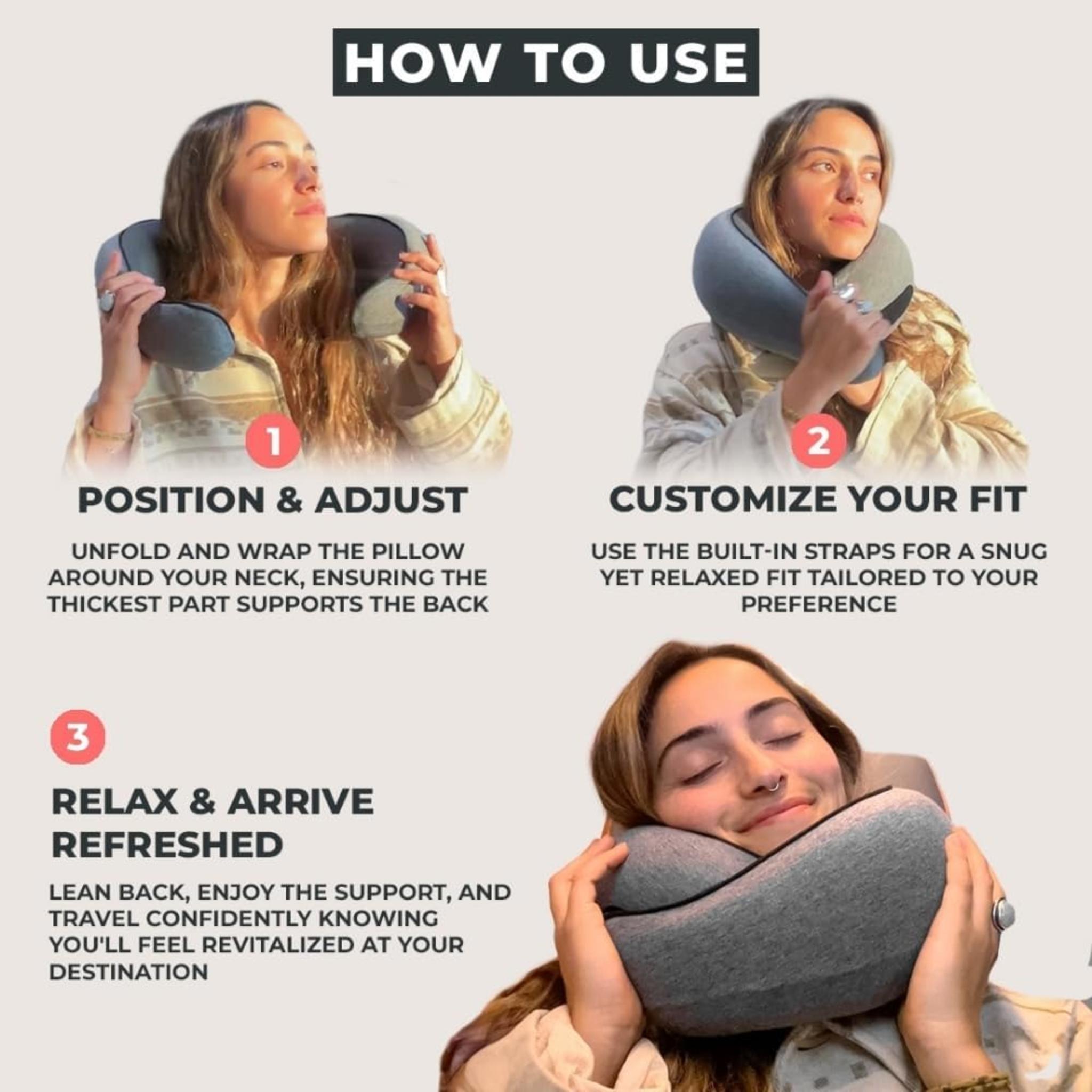 Memory Foam Neck Travel Pillow - Ergonomic Support for Airplanes, Cars & Home Use
