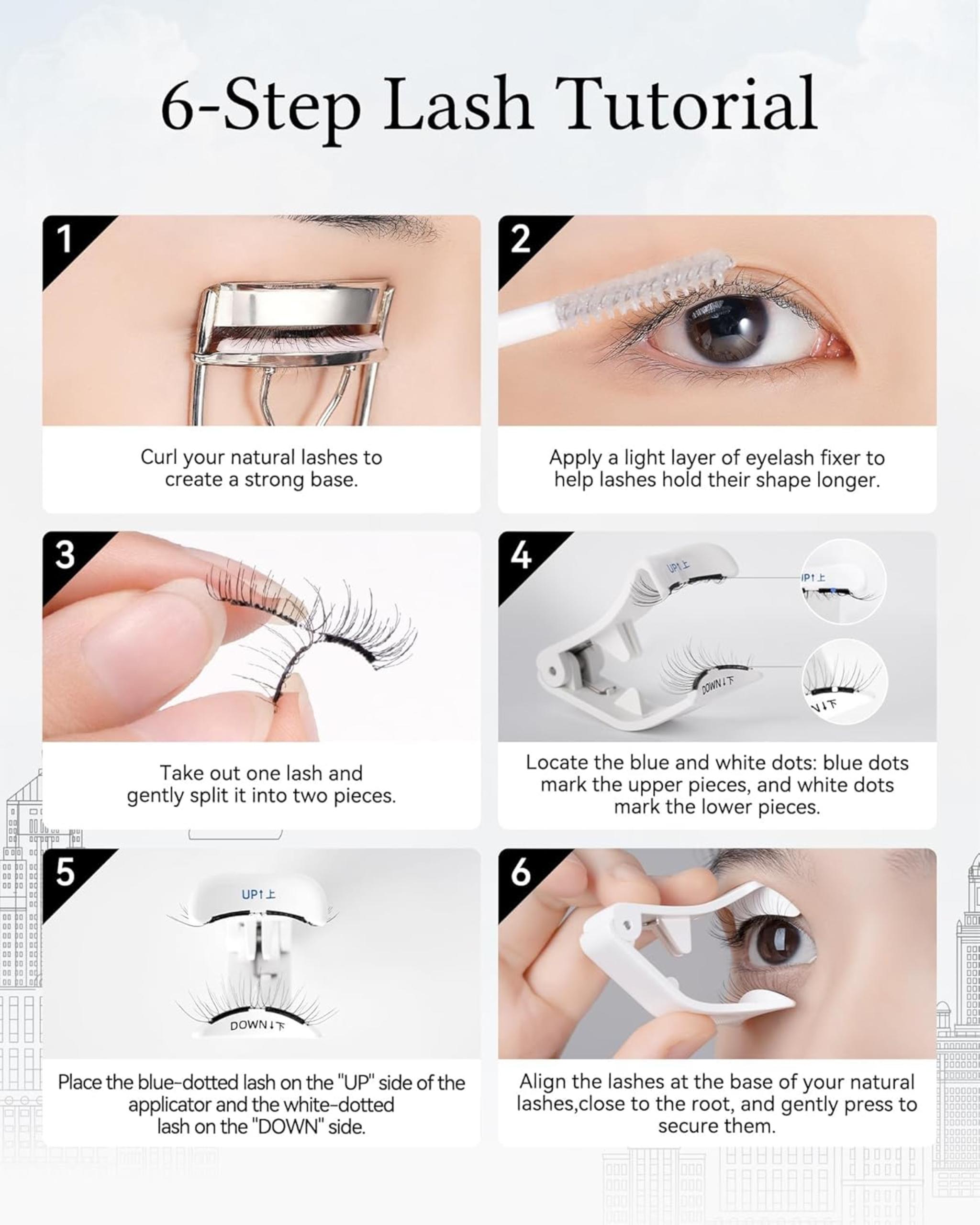 Magnetic Eyelashes with Applicator Kit, Reusable Glue-Free Lashes for Sensitive Eyes, Natural Look