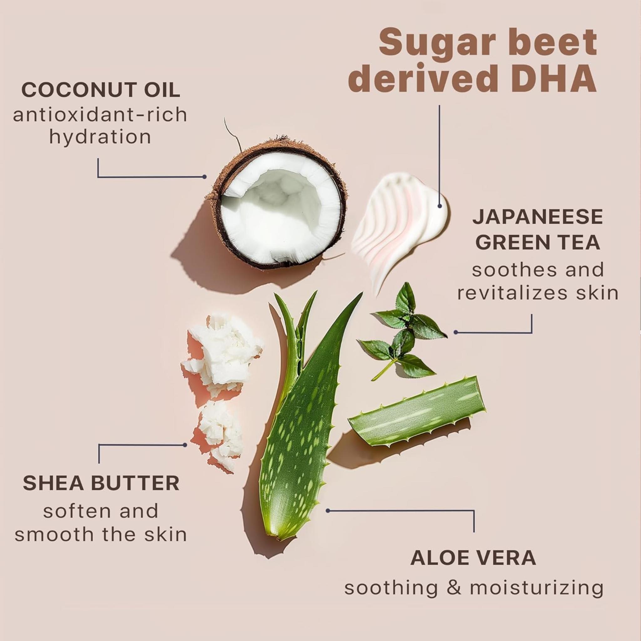 Natural & Organic Self Tanning Lotion for Face & Body - Streak-Free Medium to Dark Glow