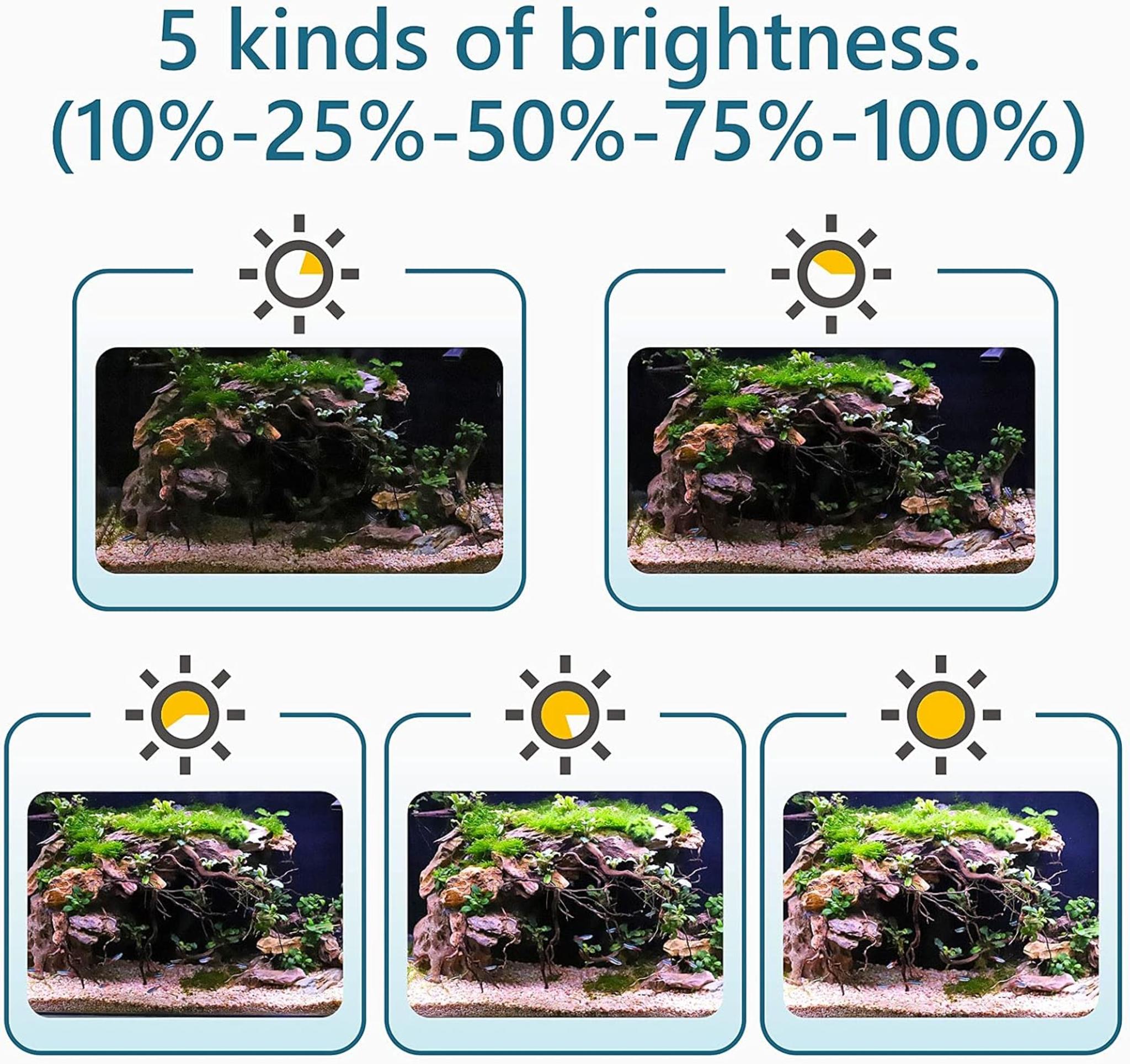 Clip-On 24/7 Aquarium LED Light with Sunrise-Daylight-Moonlight Modes & DIY Timer for Planted Tanks