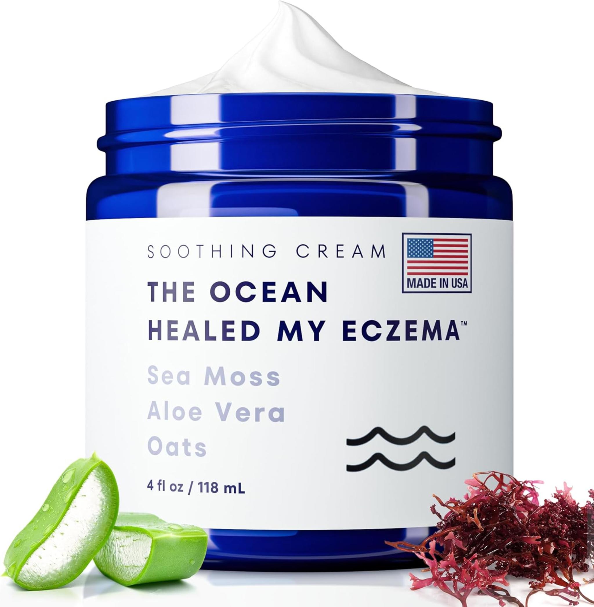 Natural Eczema & Psoriasis Cream with Sea Moss & Colloidal Oatmeal for Itch Relief (4oz)