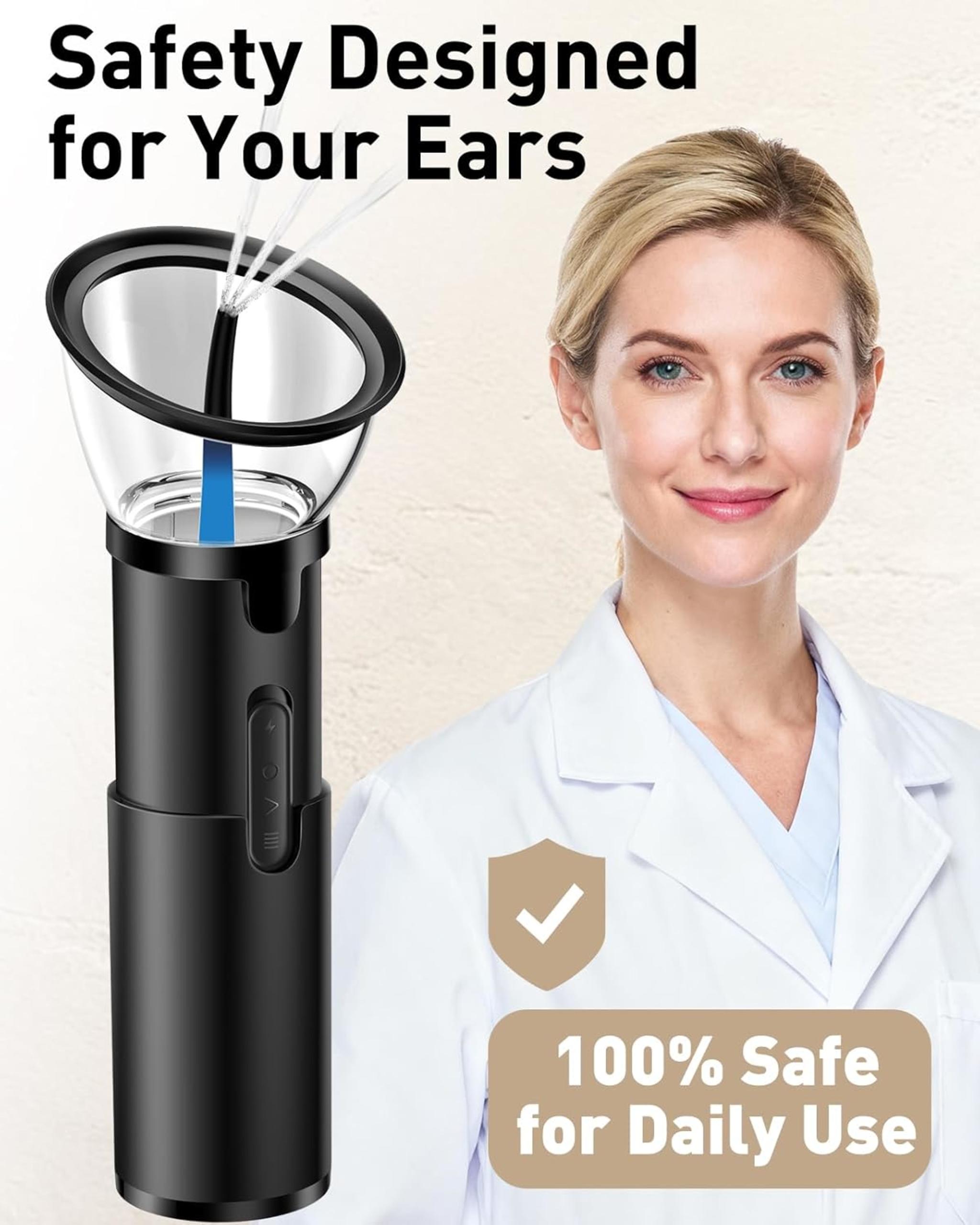 Electric Ear Wax Removal Kit with Camera, 4 Pressure Modes, IPX6 Waterproof Rechargeable Ear Cleaner